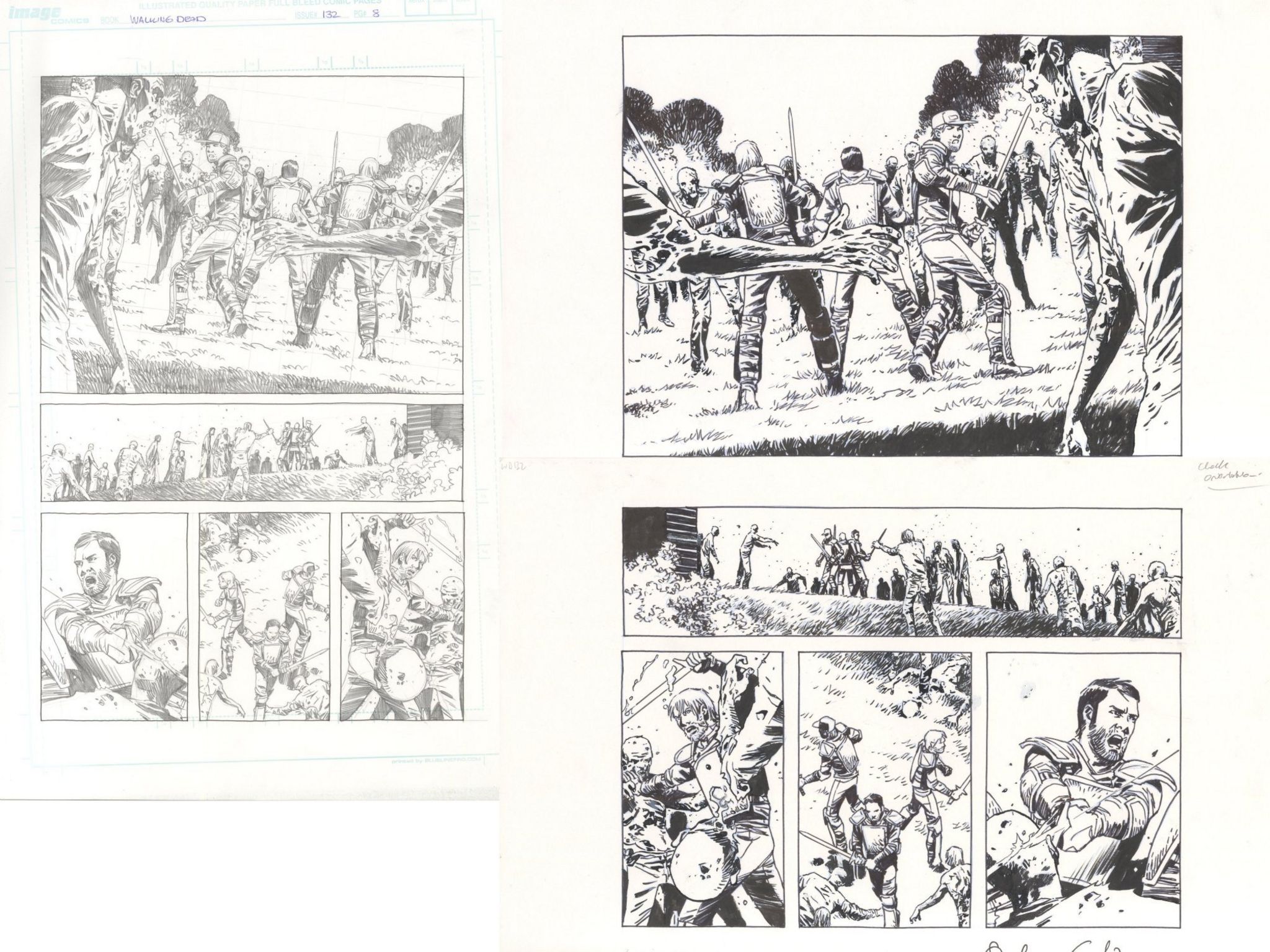 Original drawings by Charlie Adlard for Walking Dead comic
