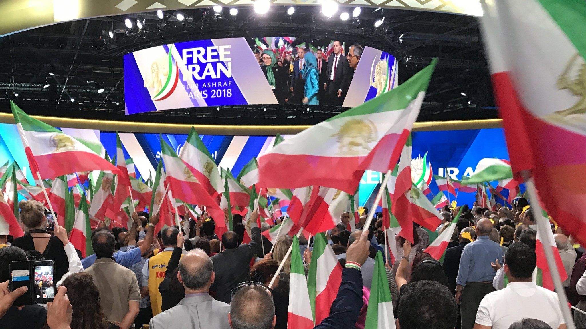 Supporters of the National Council of Resistance of Iran attend a rally in Villepinte, near Paris, France, June 30, 2018