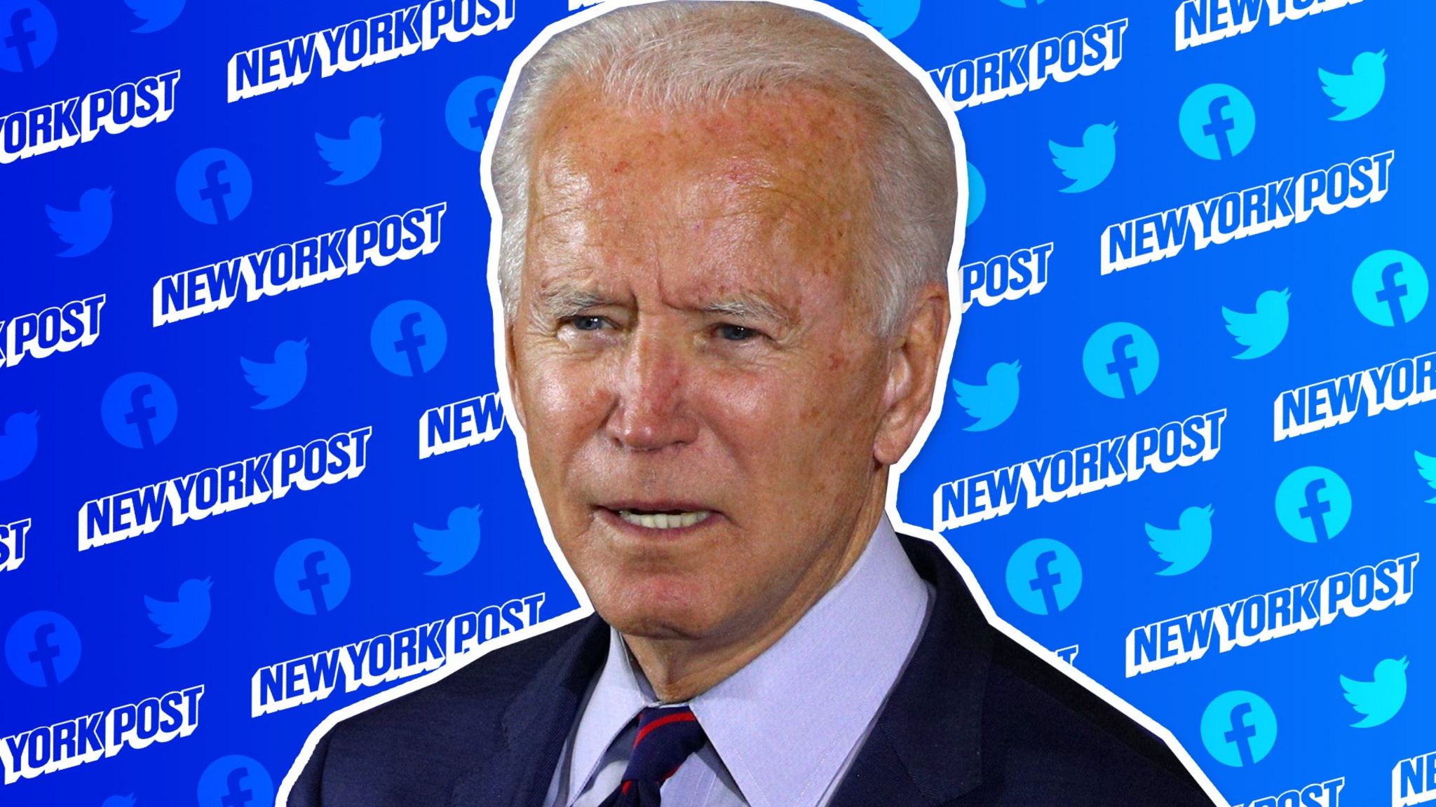 Joe Biden and the New York Post logo