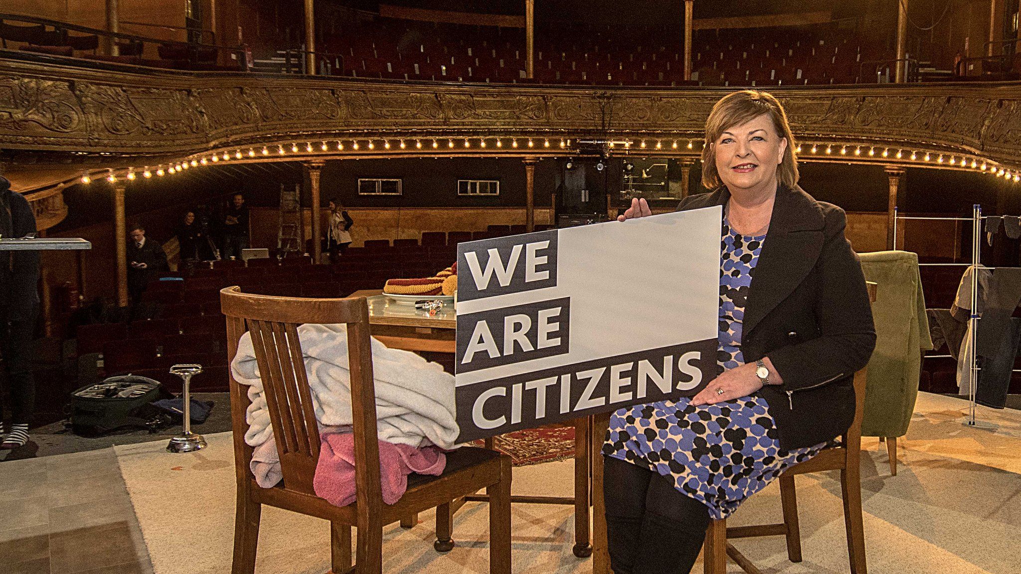 Culture Secretary Fiona Hyslop on stage at the Citizens Theatre