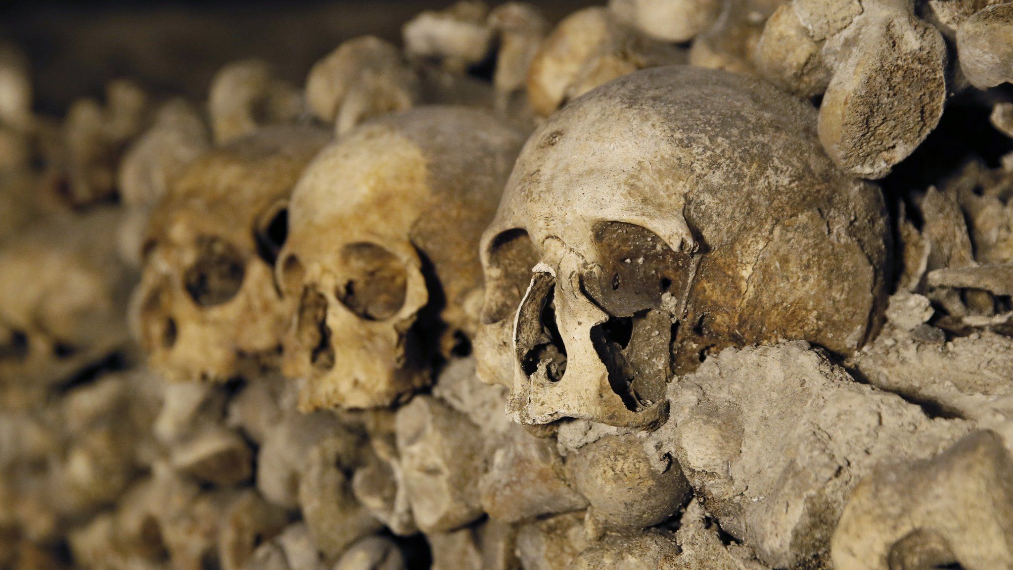Skulls at the Paris catacombs