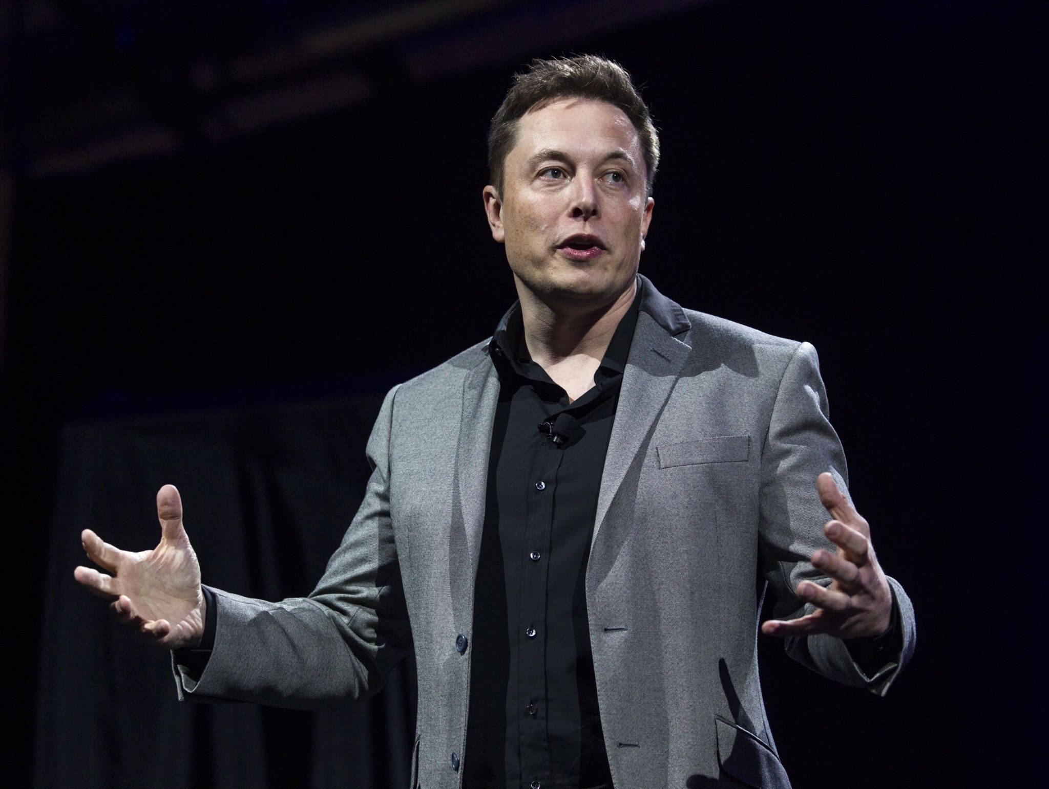 Tesla Motors CEO Elon Musk unveils the company's newest products, in Hawthorne, California; 30 April 2015