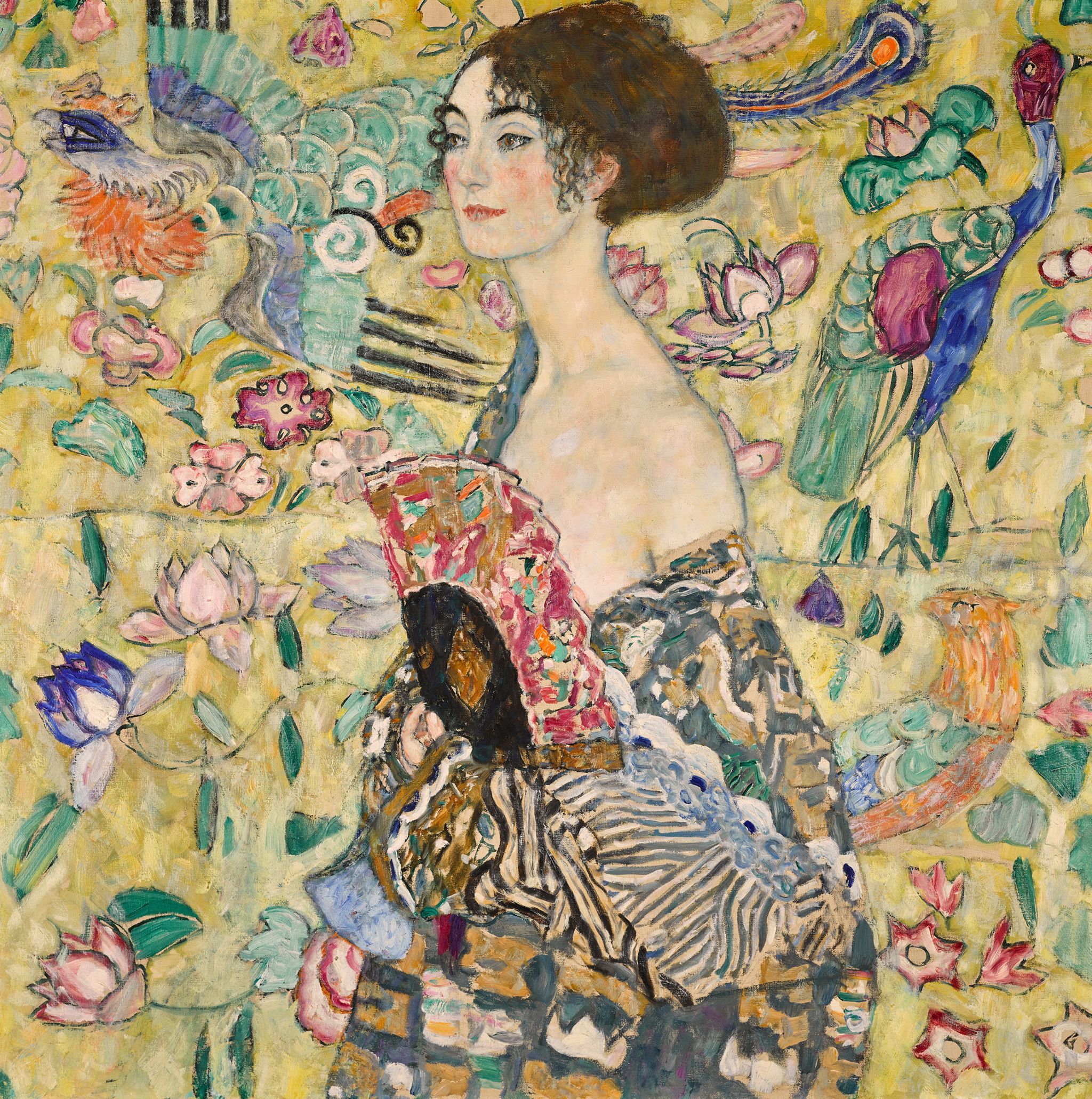 Lady with a Fan portrait by Gustav Klimt