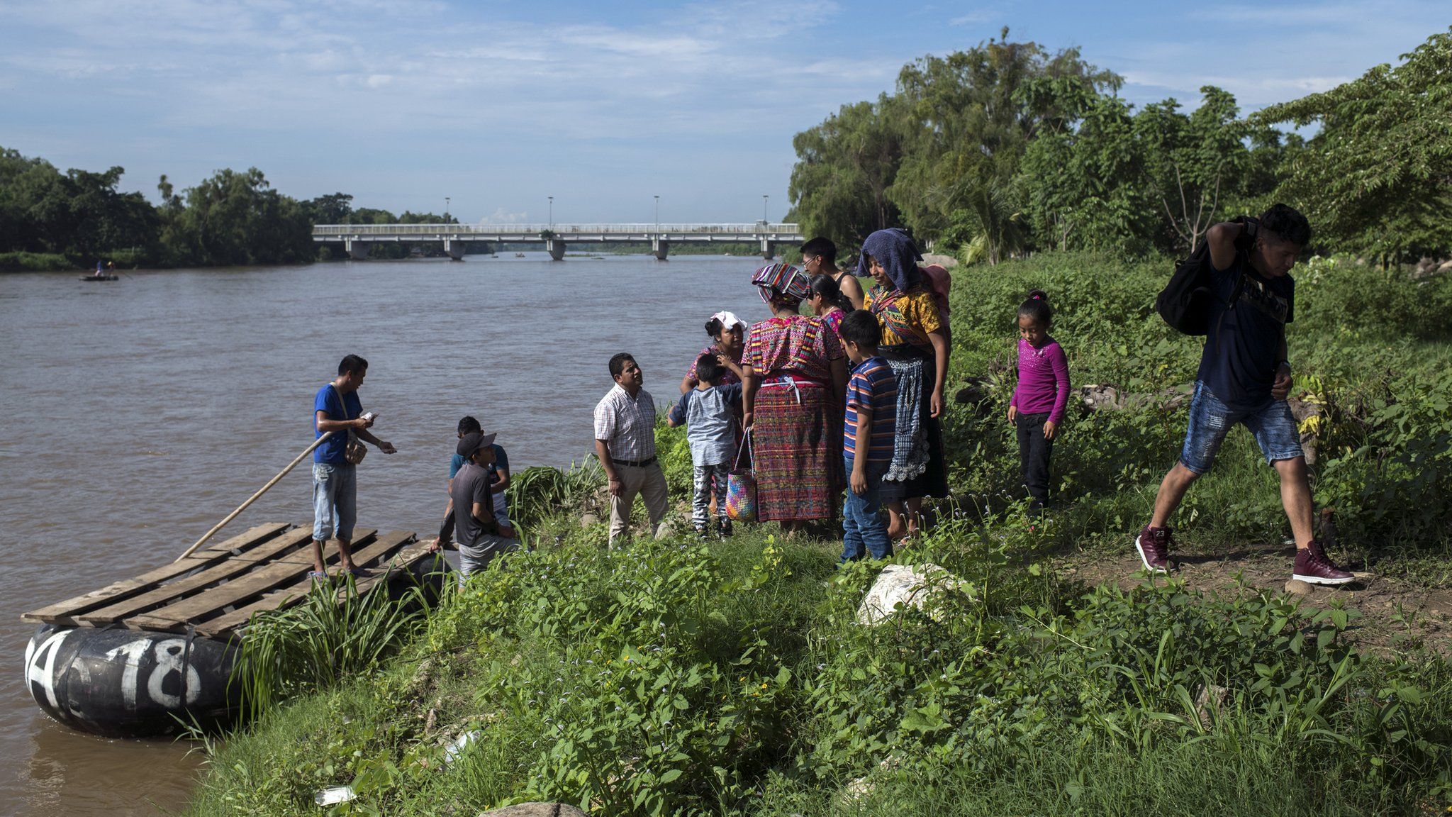 Migrants arrive in Mexico after crossing the Suchiate River