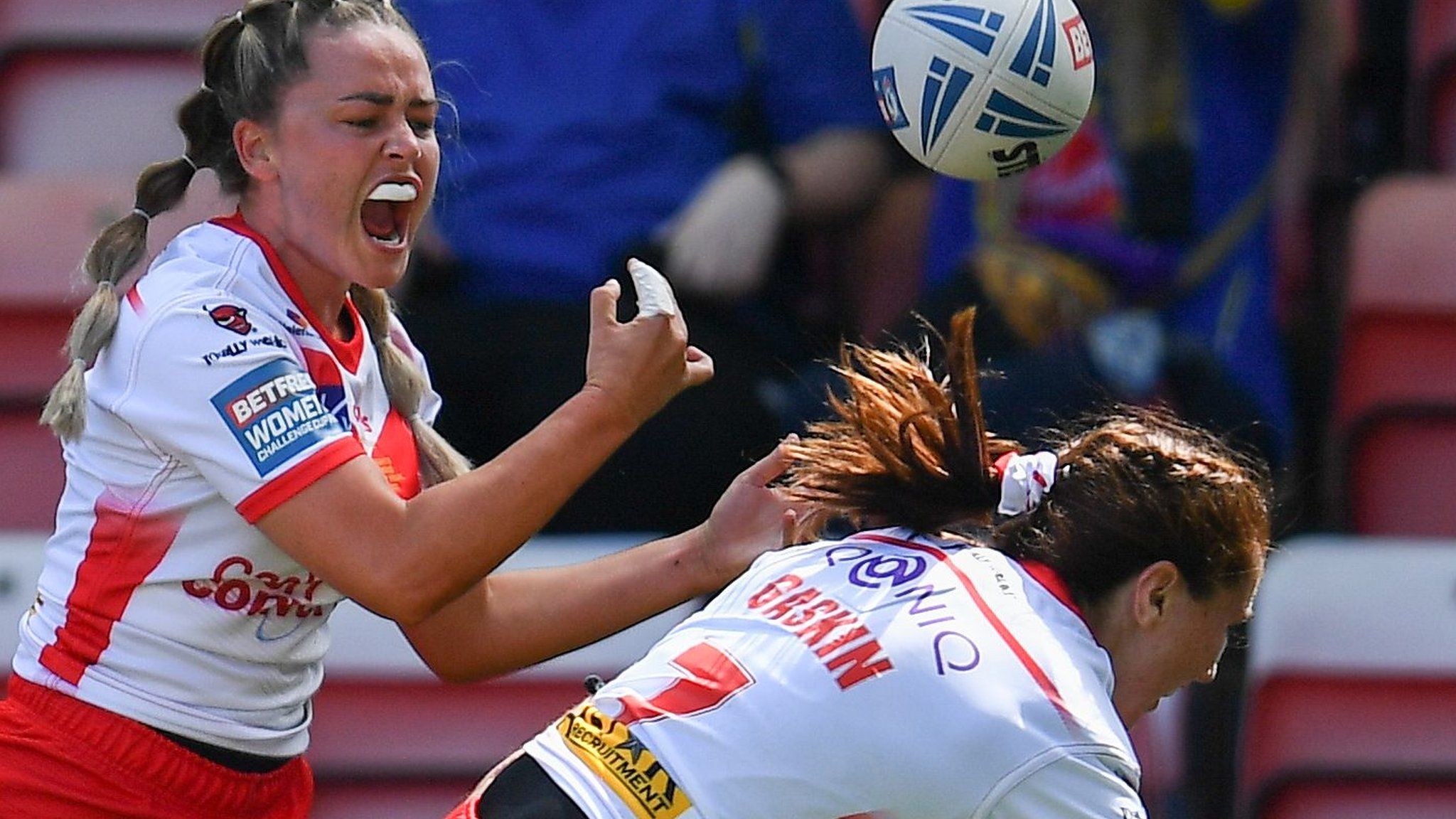 Winger Danielle Bush scored the first of St Helens' seven tries in their Women's Challenge Cup final win over York