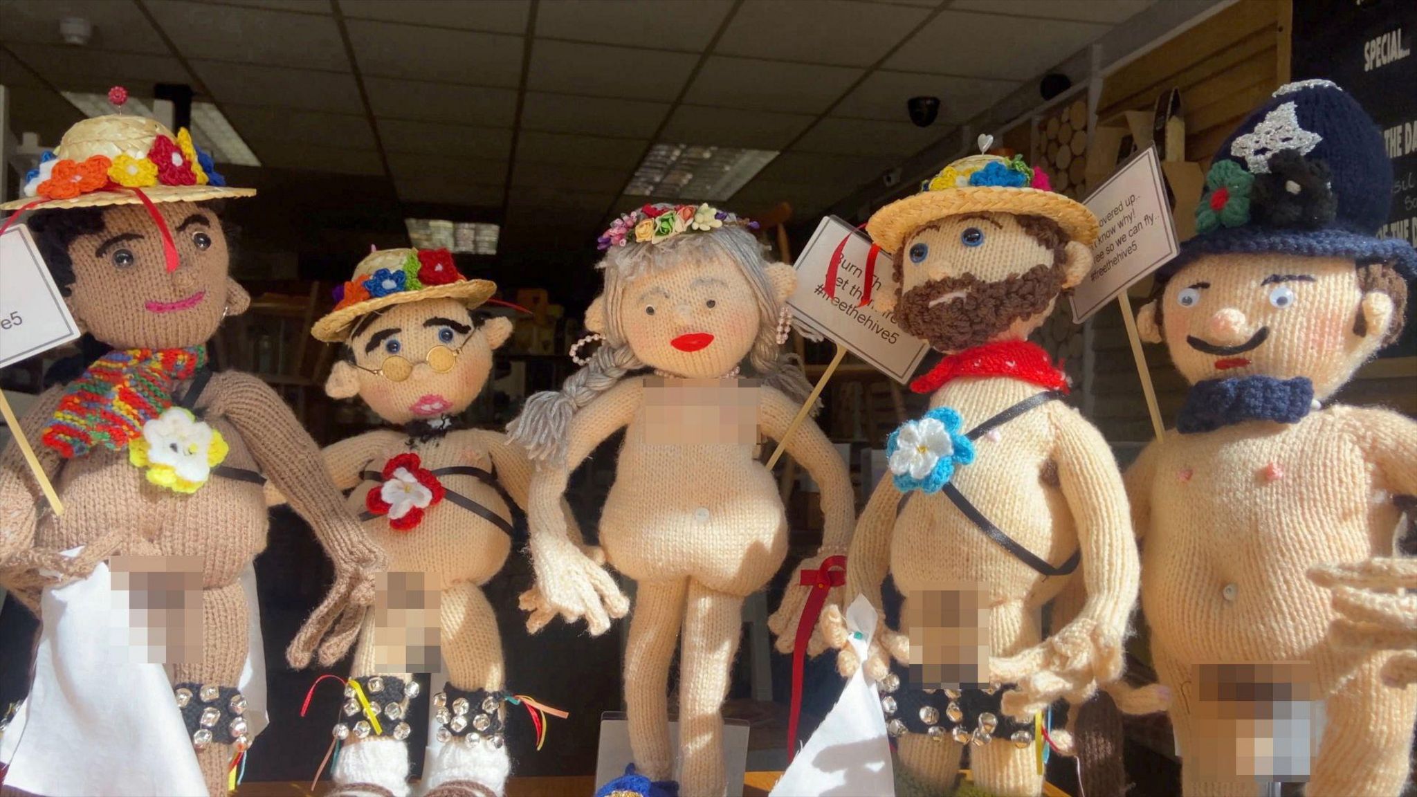 ‘Nudey knits’ in café window censored after complaints