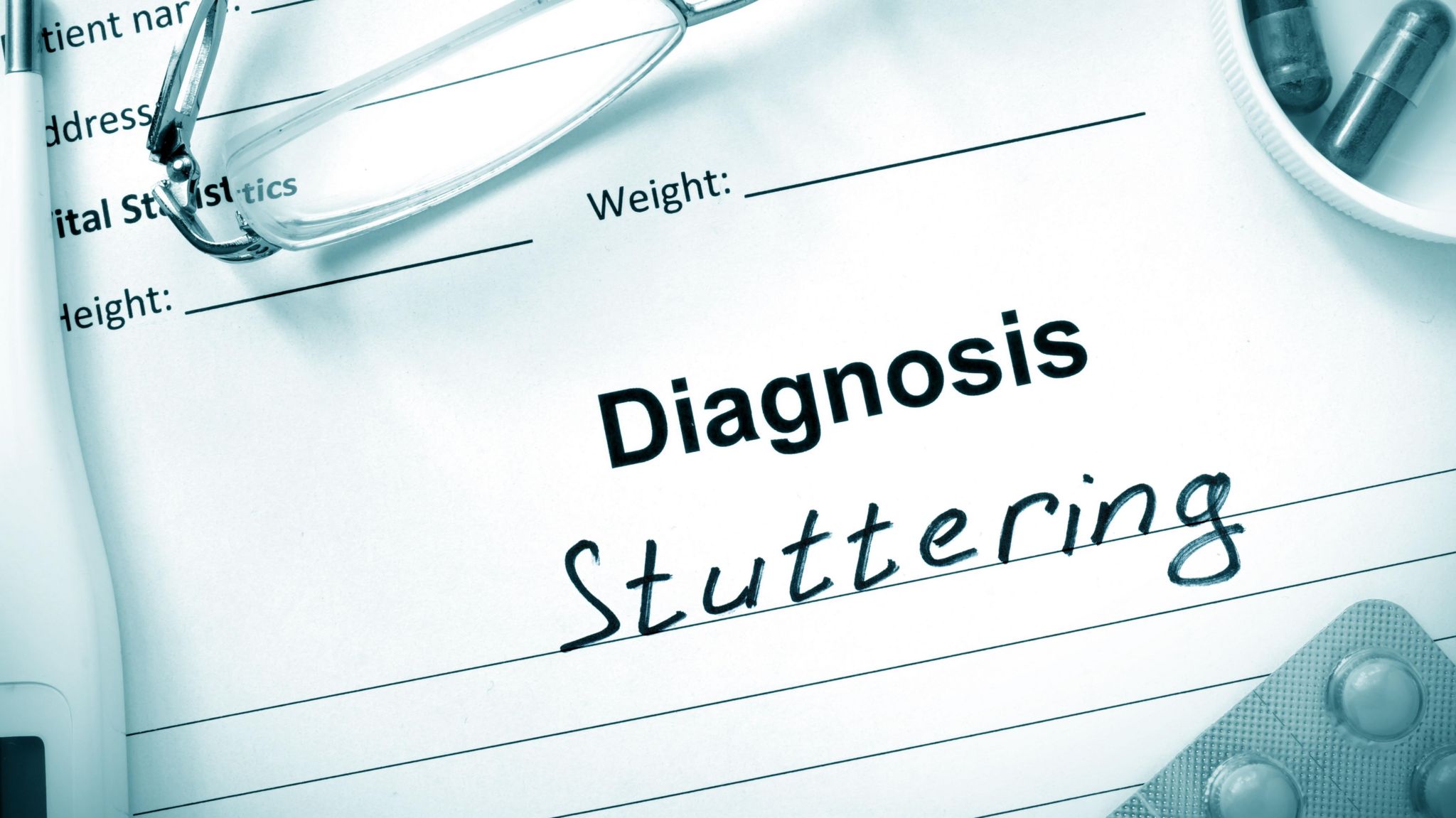 Medical papers diagnosing patient with a stutter 