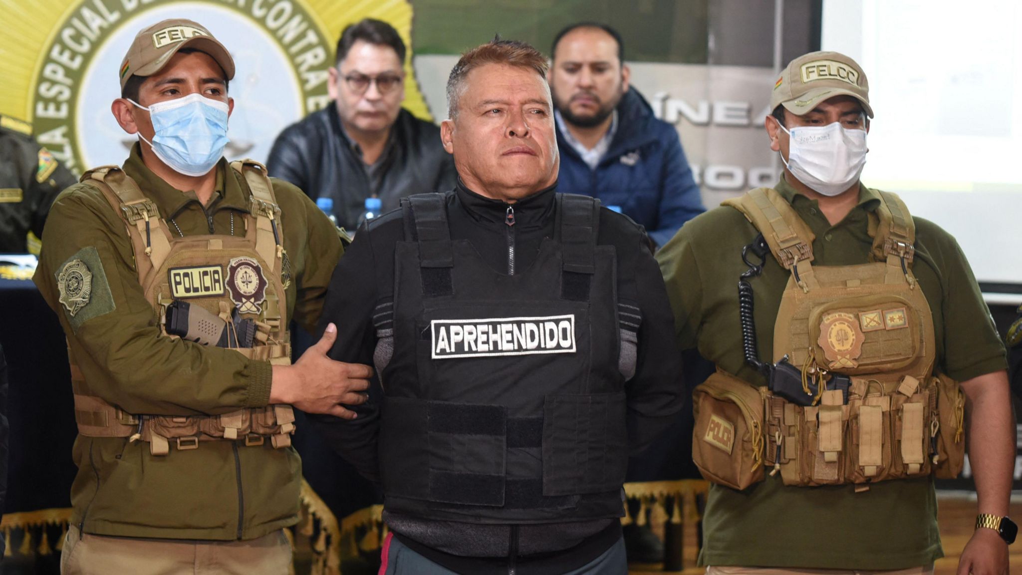 Bolivian General Juan Jose Zuniga is presented following his arrest