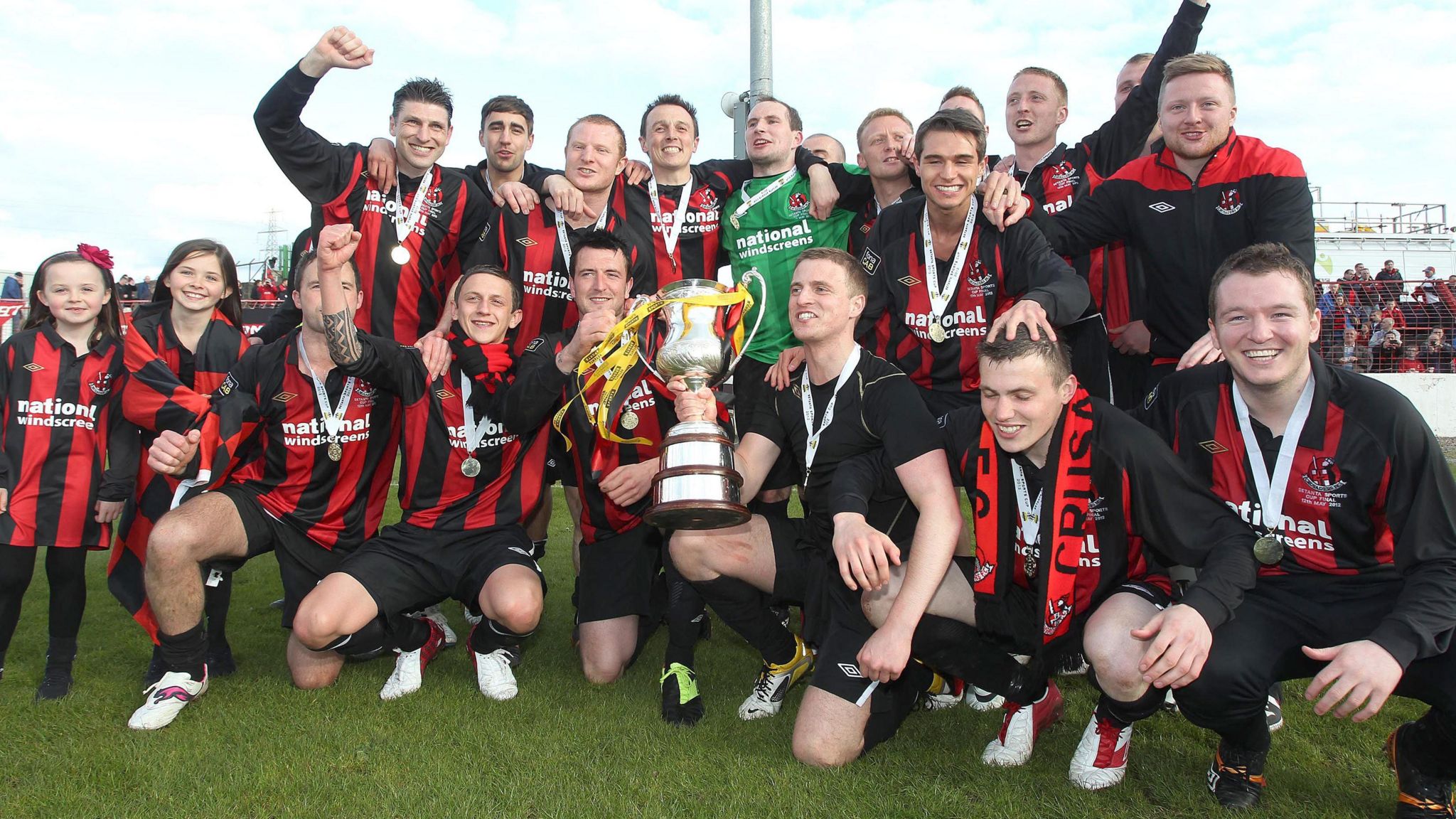 Crusaders celebrate winning the Setanta Cup in 2012