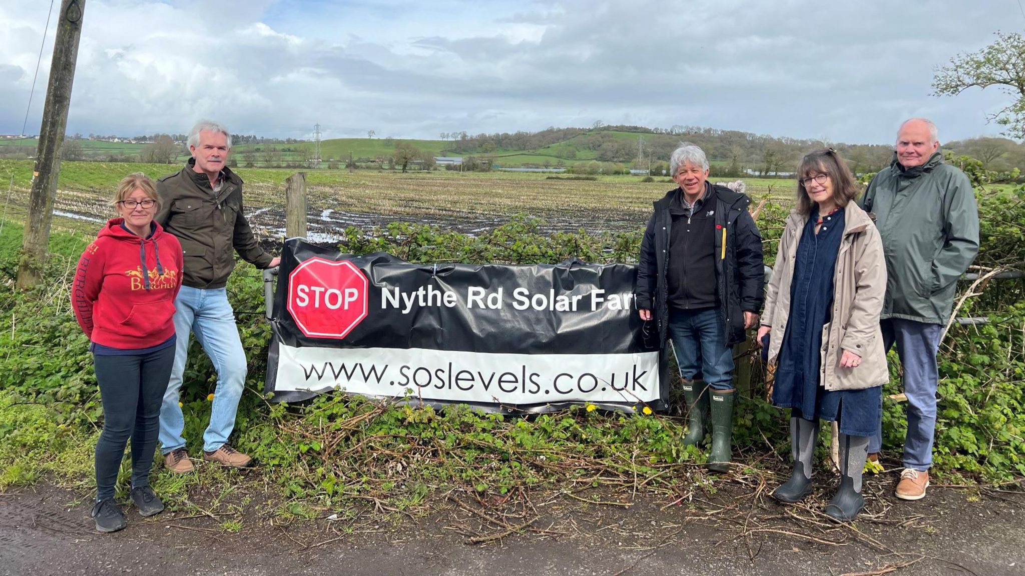Campaigners on the proposed solar farm site