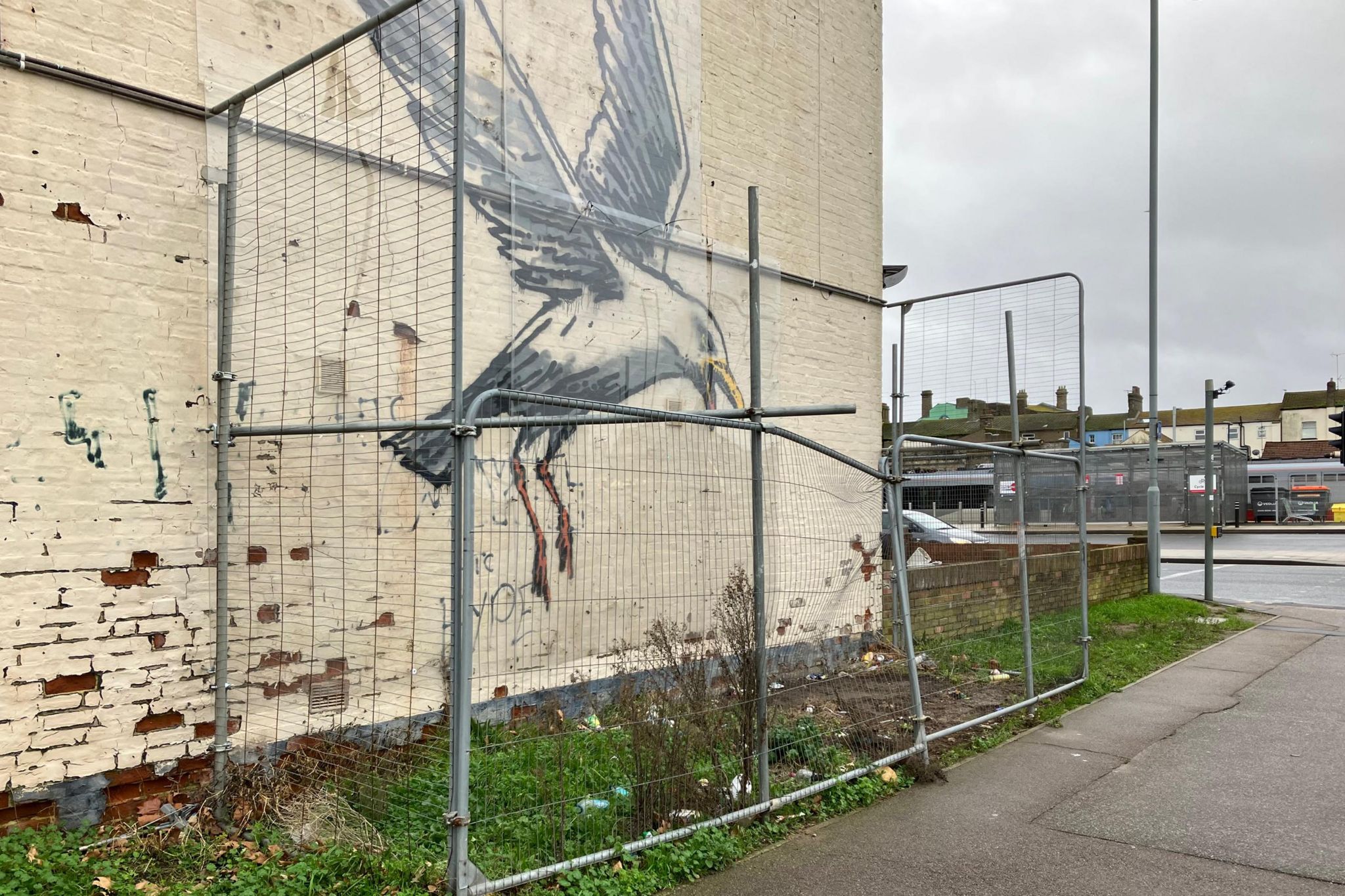 Banksy mural of a gull, Lowestoft