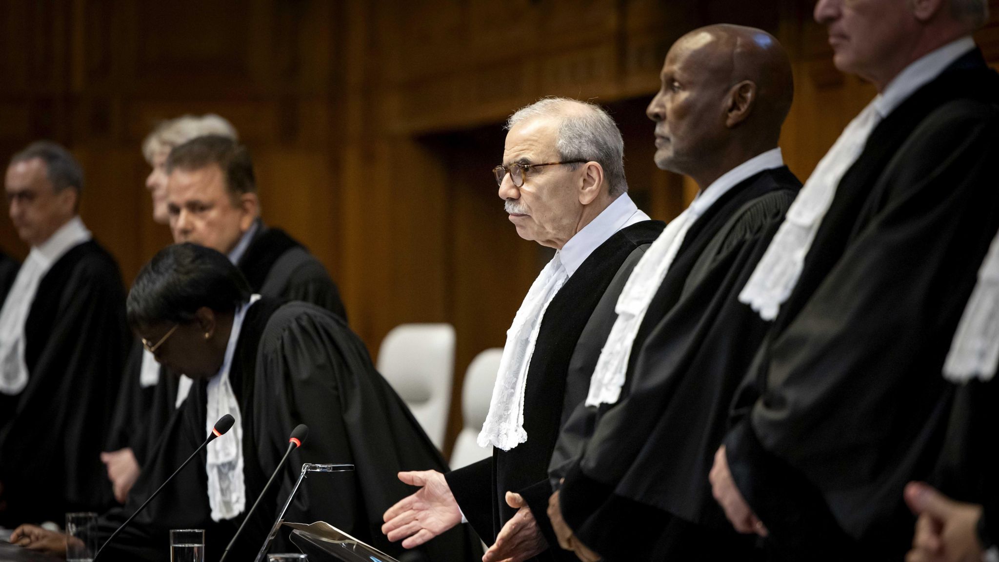 Judge Nawaf Salam delivering ruling in ICJ