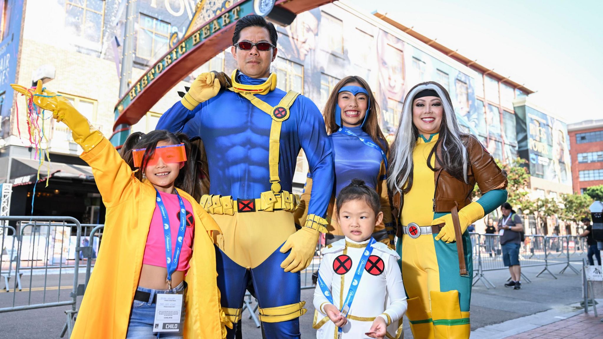 A family of cosplayers dressed as X-Men