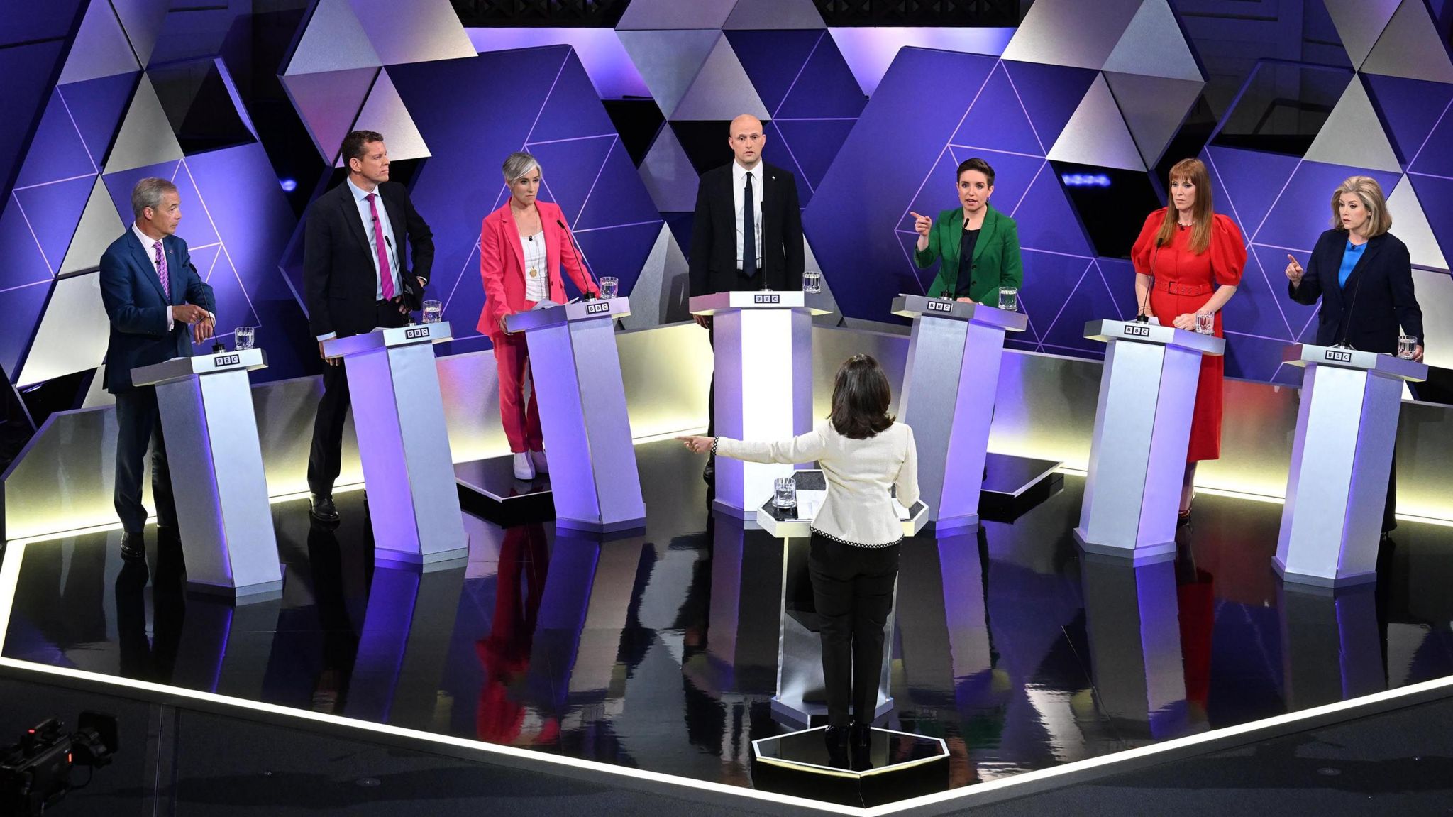 Mishal Husain moderates the first BBC election debate