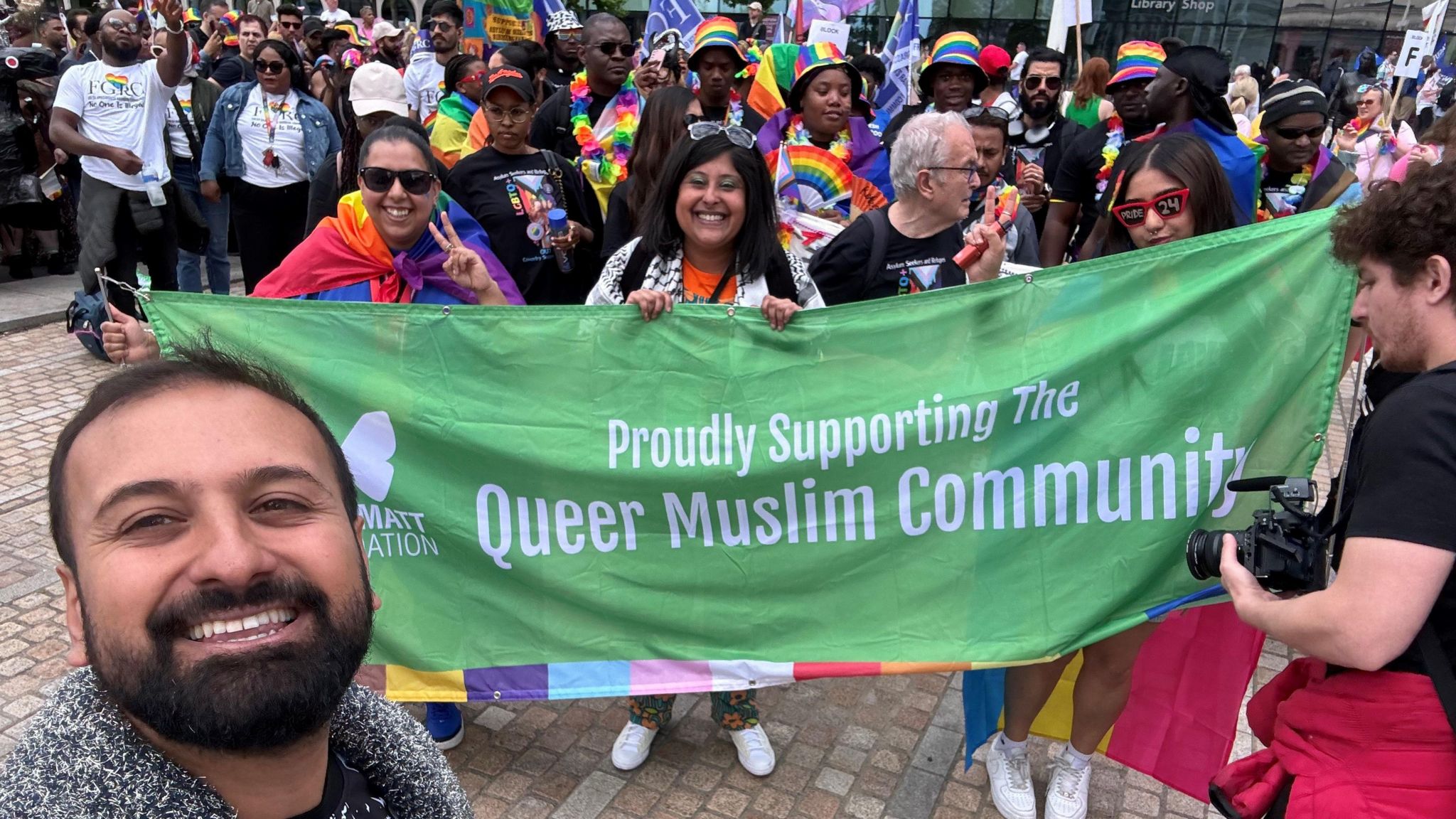 Ferhan at a pride event with queer Muslims