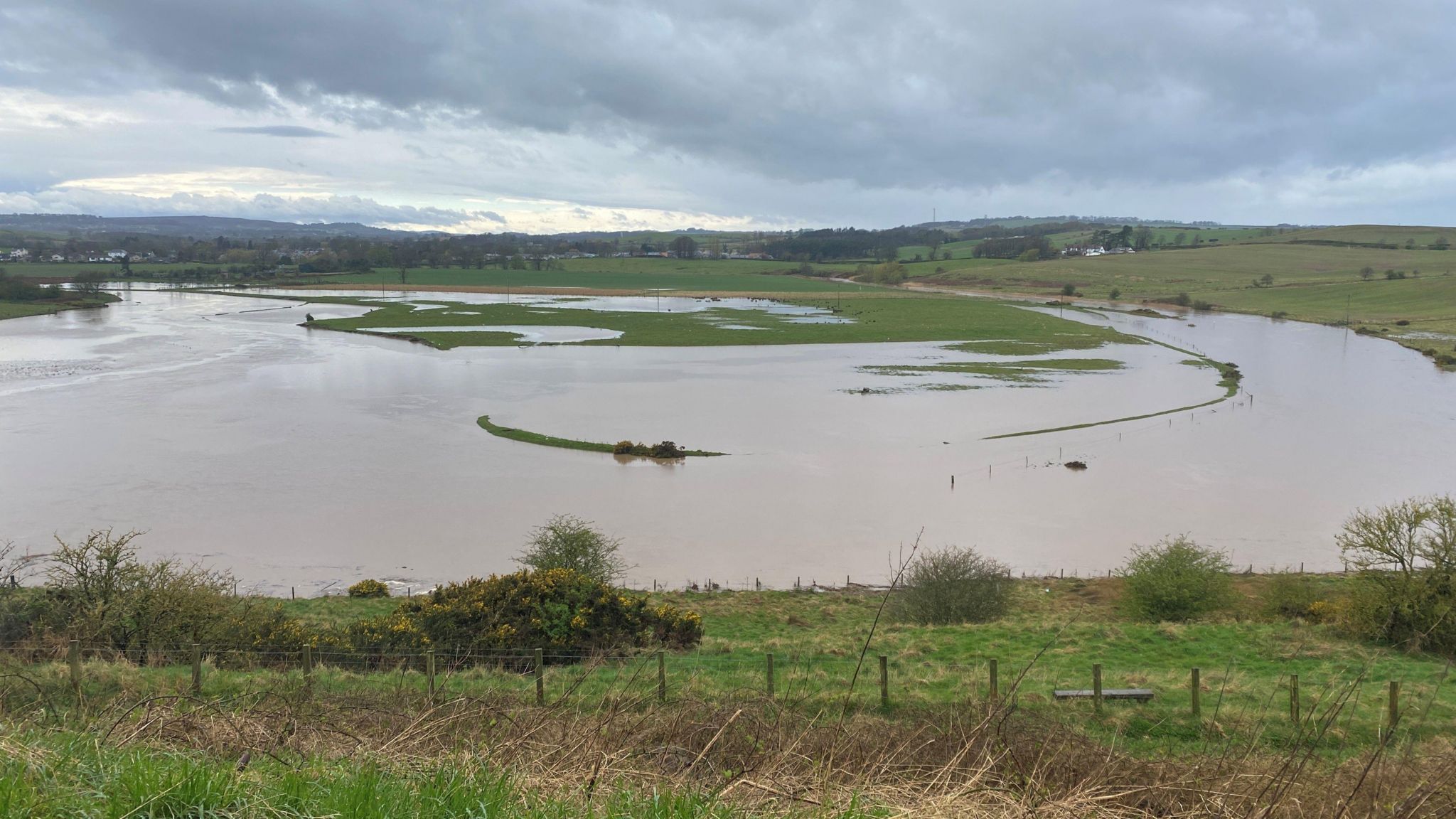 Flooding of the river Aln near Alnmouth on Tuesday