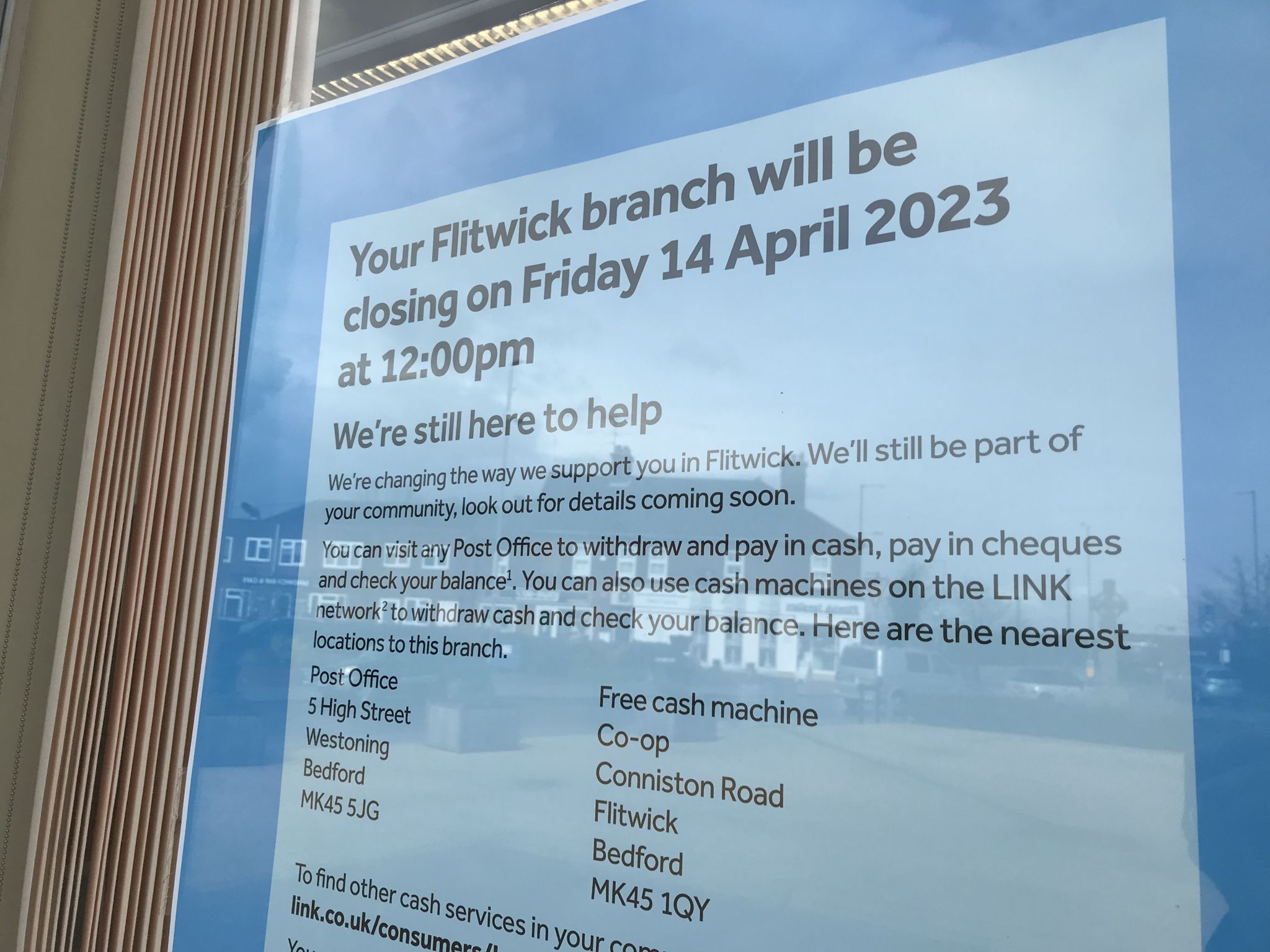 A sign at Barclays bank, Flitwick, Bedfordshire