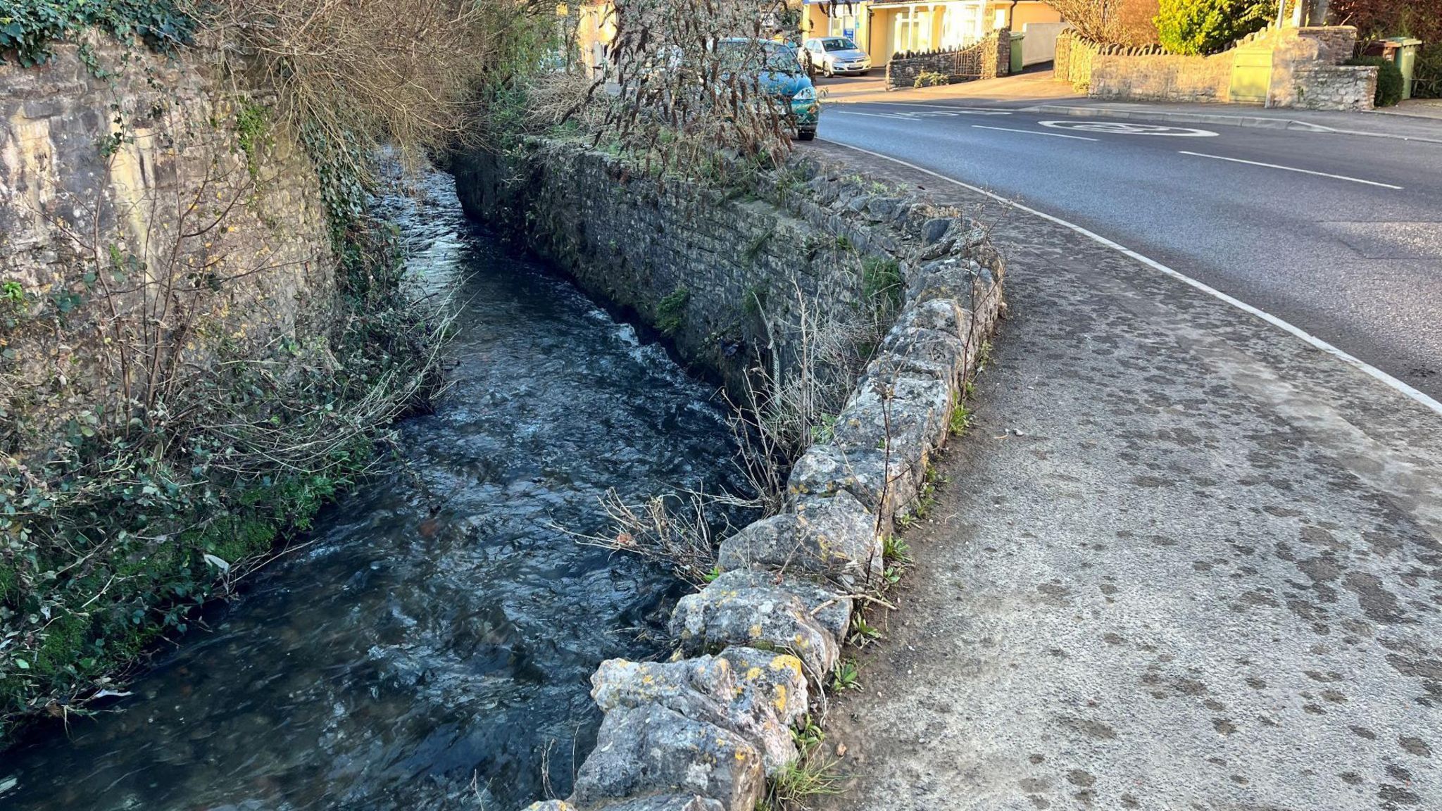 The River Sheppey running through Croscombe