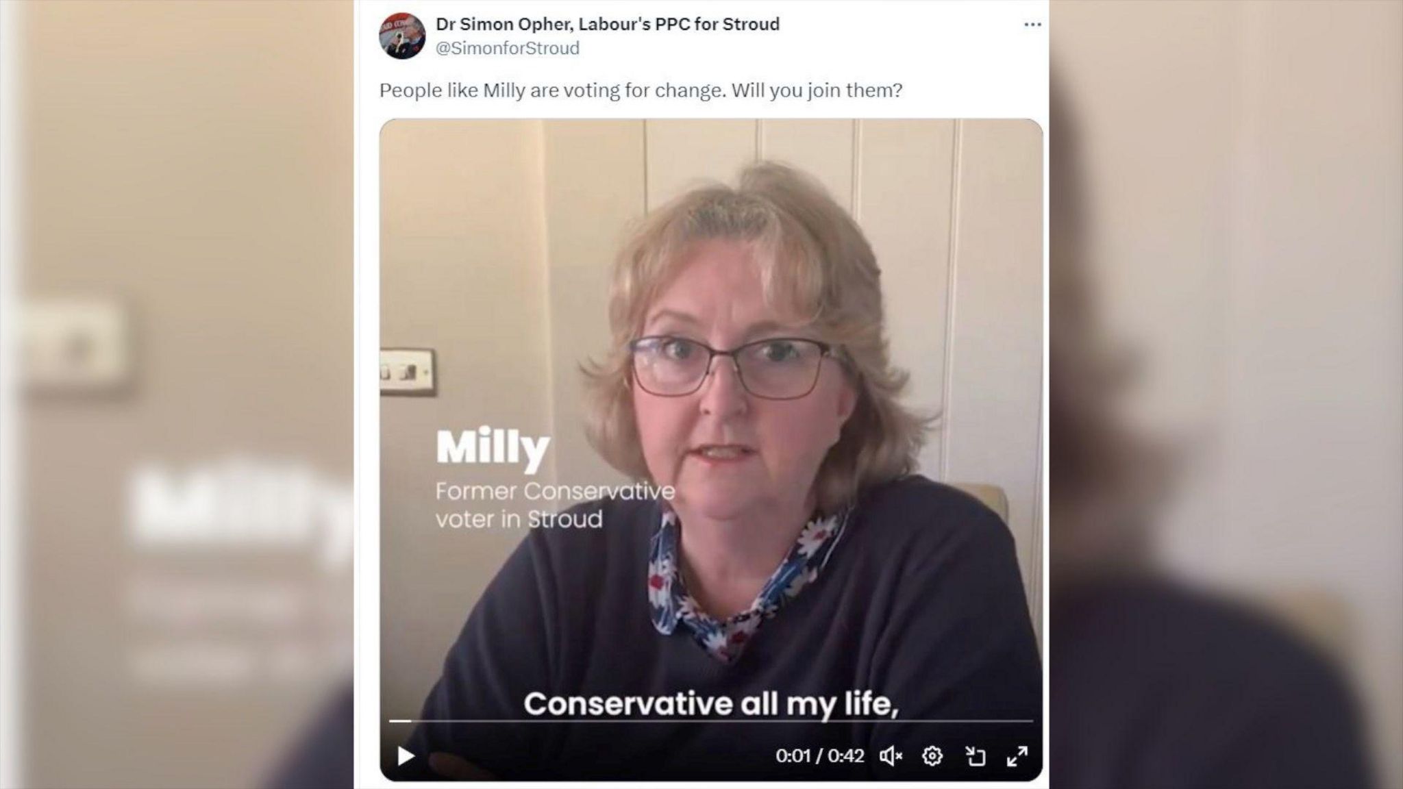 Screenshot of post from Dr Simon Opher showing Councillor Milly Hill