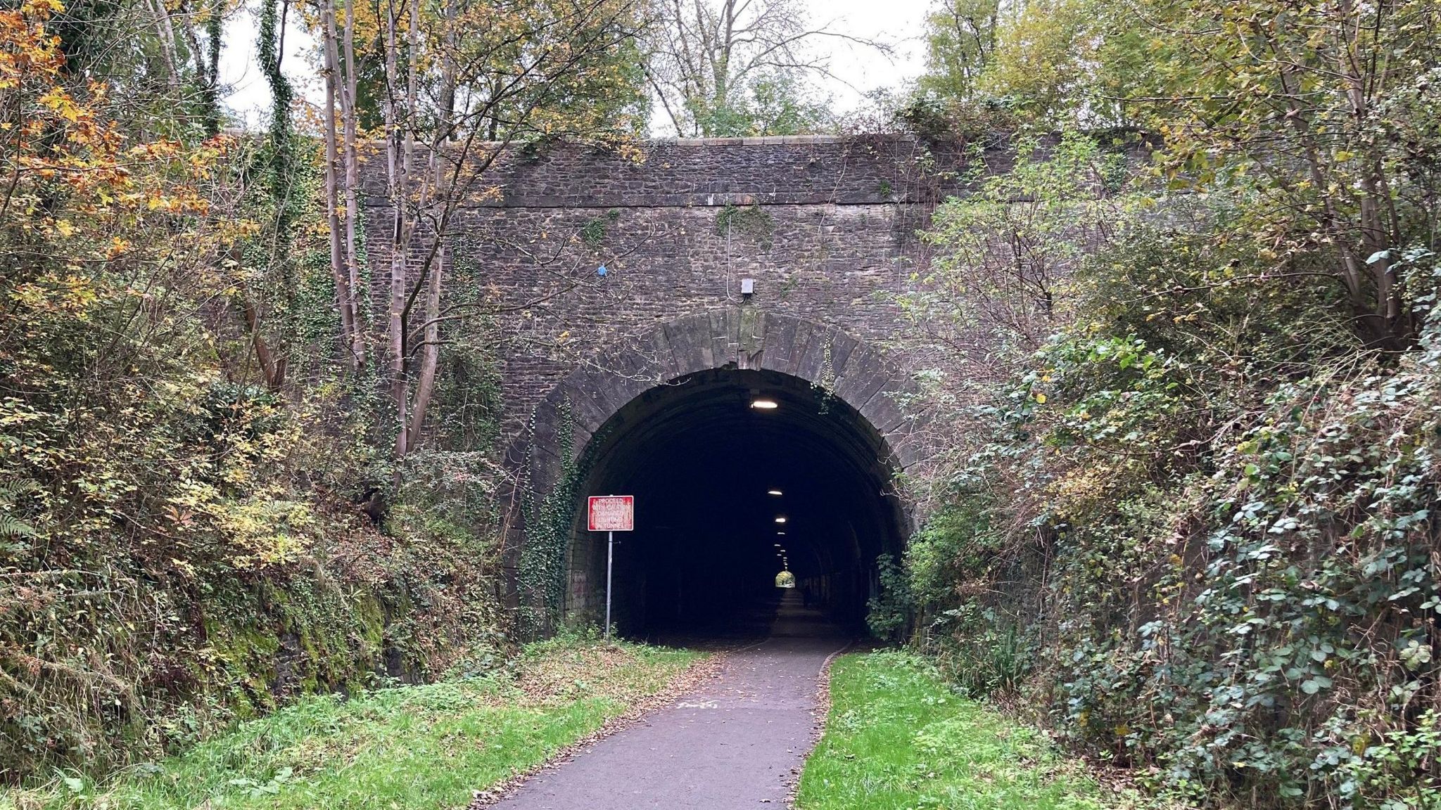 A section of Bristol to Bath Railway Path, running through an old railway tunnel. 