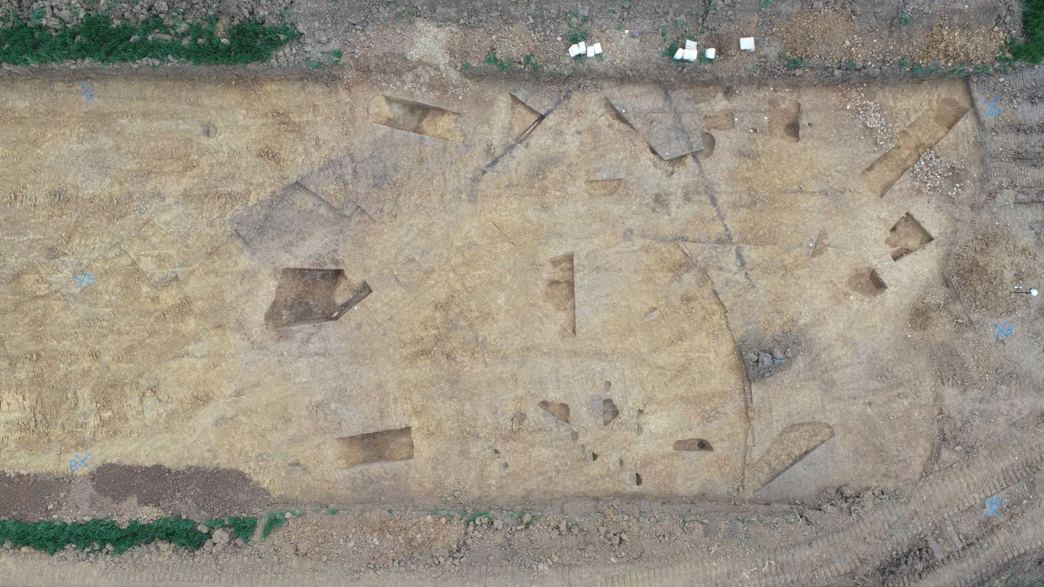 Aerial photo of archaeological dig
