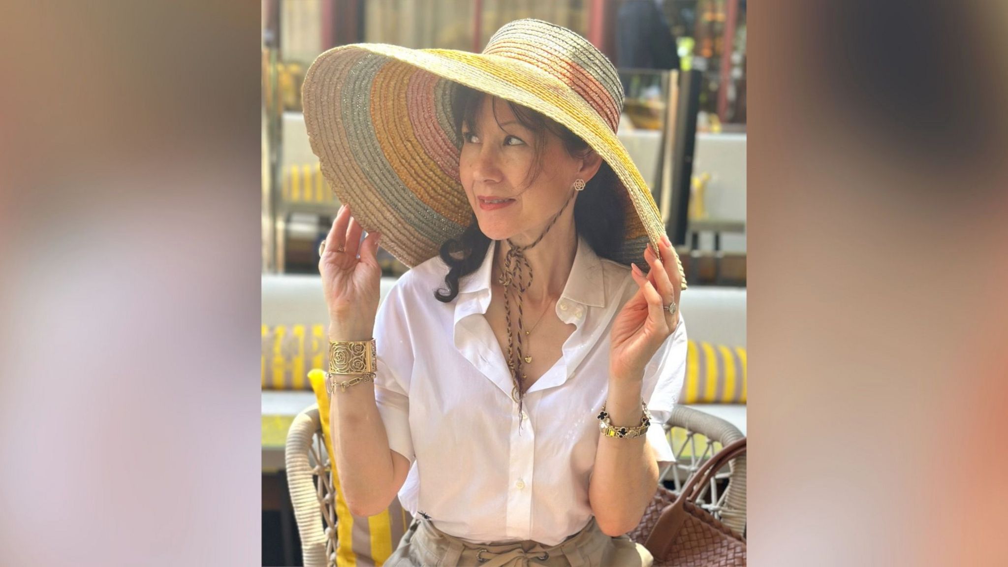 Eileen Lam wearing a hat which was mistakenly sold at a car boot sale