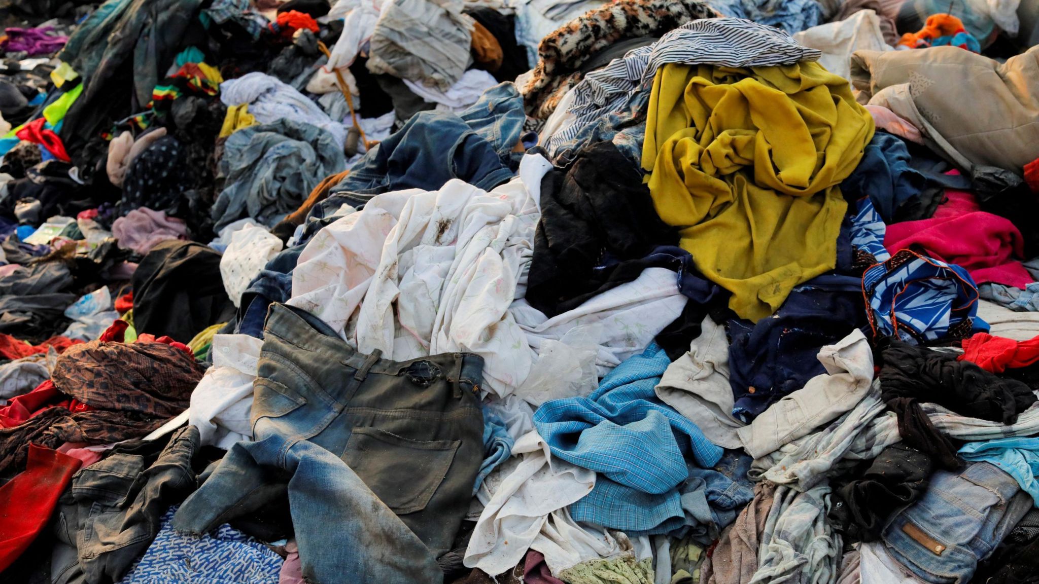 A pile of dirty, discarded clothes