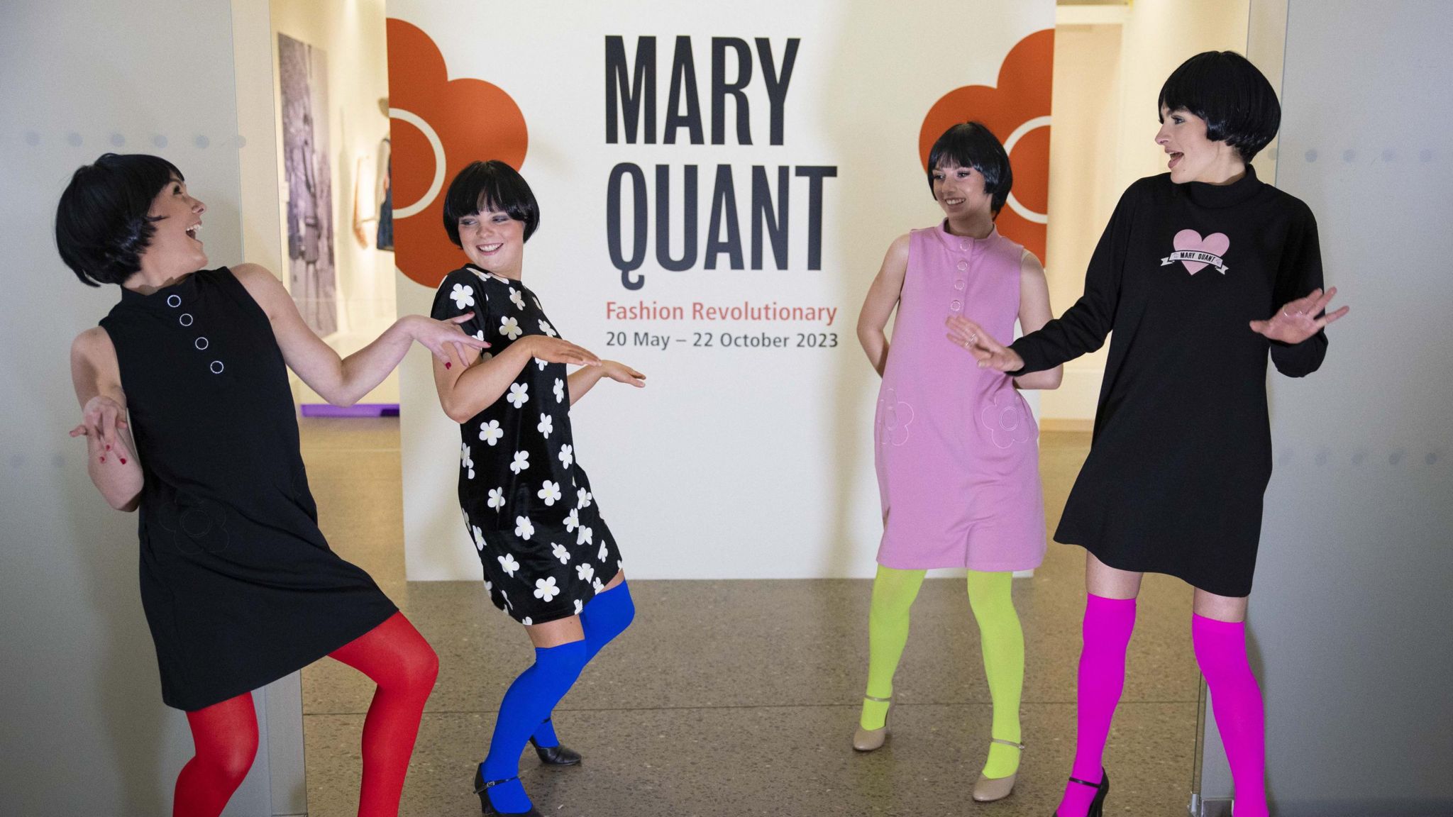 People dancing in Mary Quant exhibition