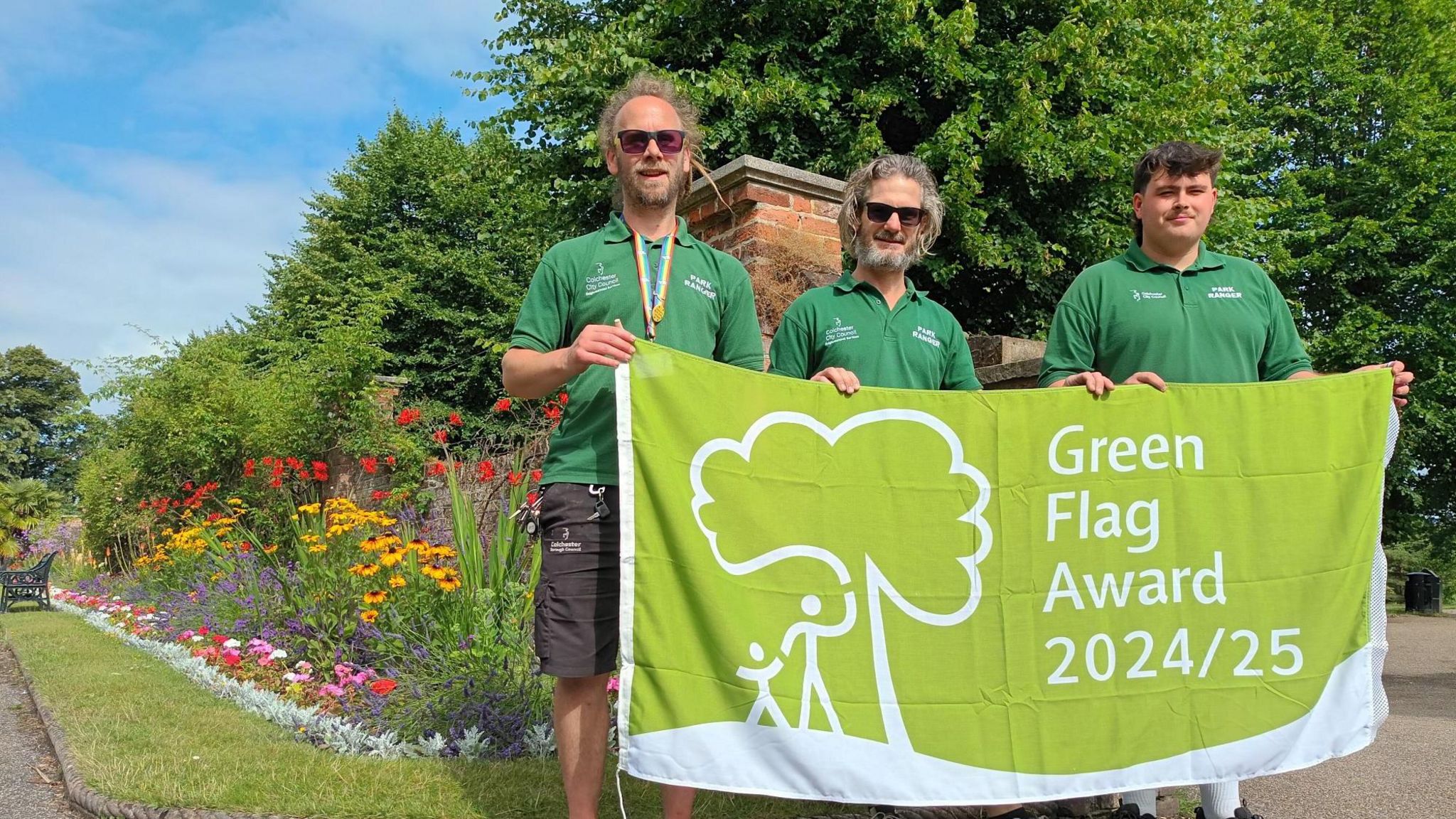 Castle Park Park Rangers Tim, Simon and Freddie with Green Flag award 