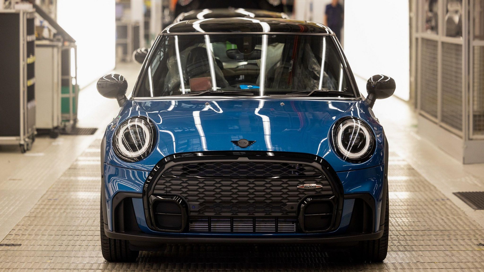 A Mini Cooper S car on the production line. 
