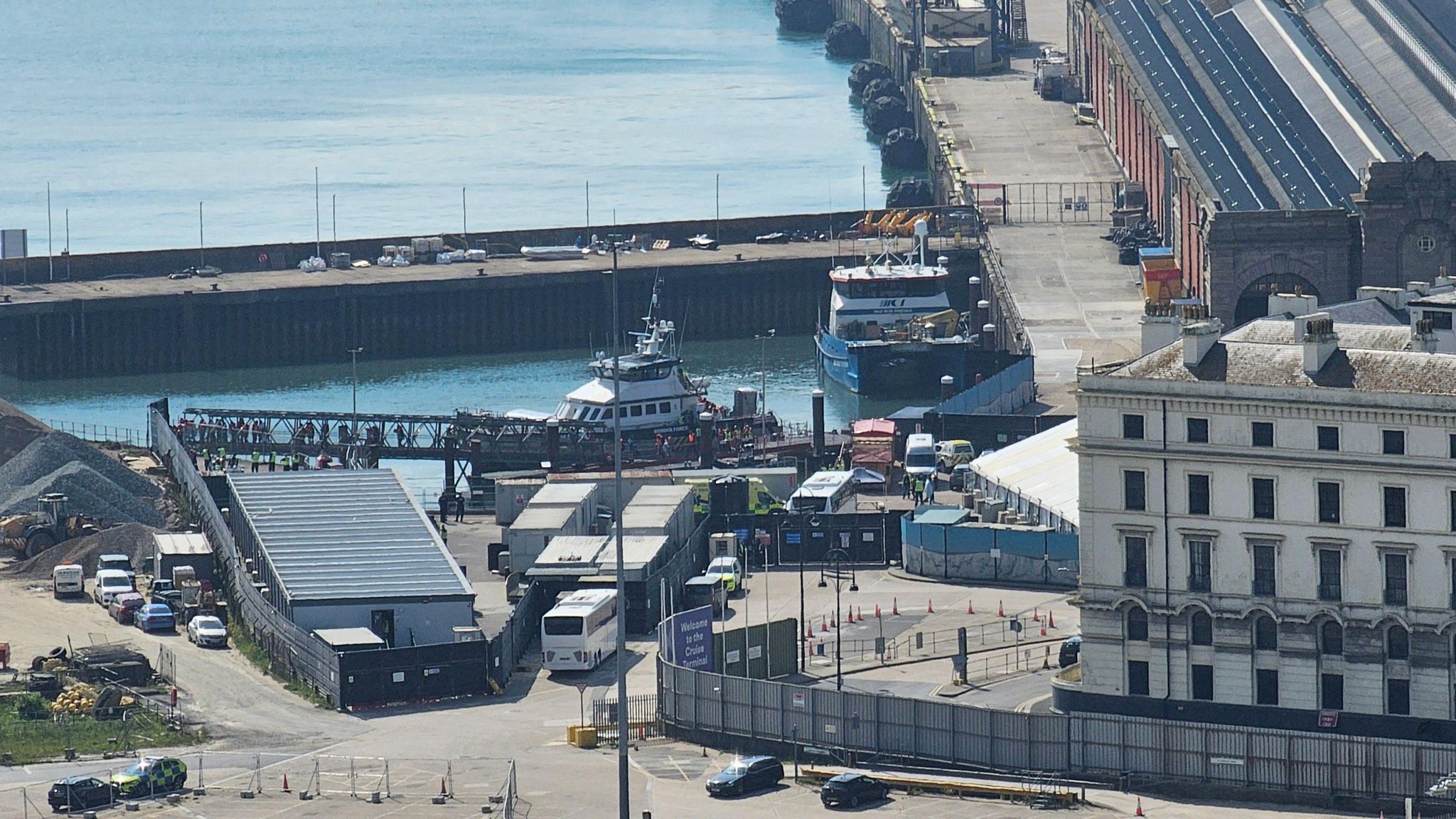 Border Force vessel at Dover after returning from rescuing migrants in the Channel