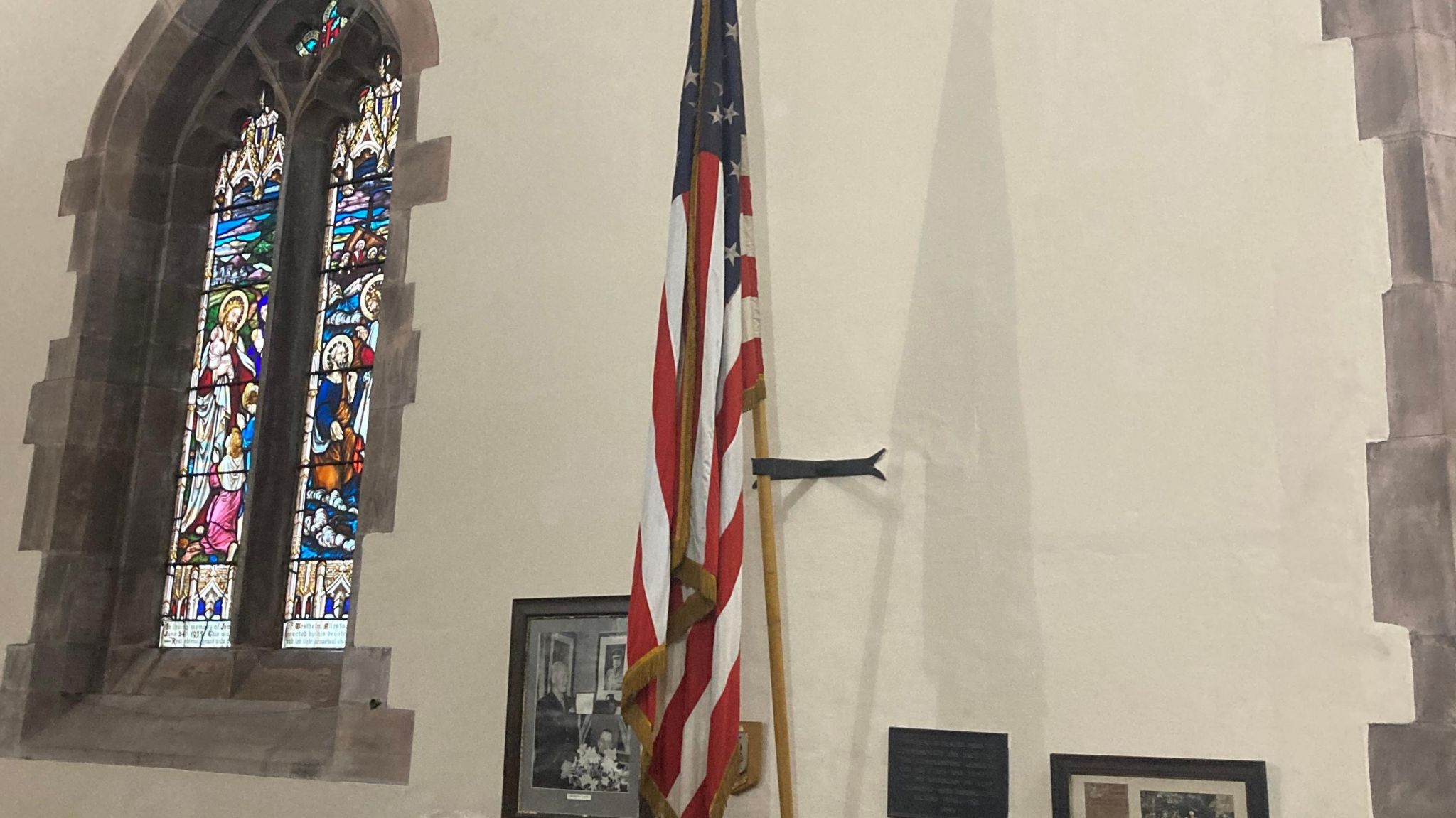 The flag presented by George Patton to St Lawrence church, Cheshire