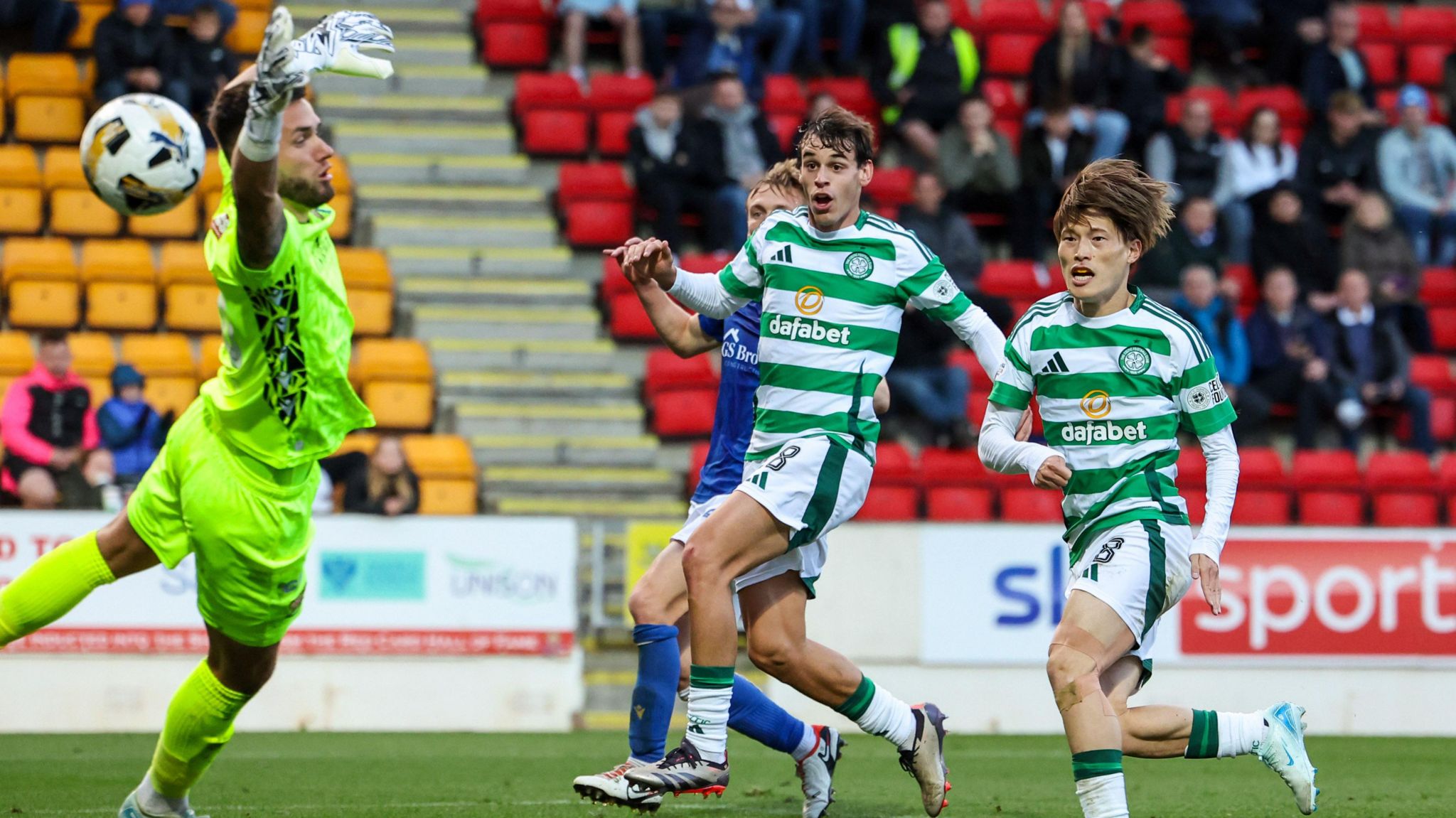 Kyogo Furuhashi scores for Celtic against St Johnstone