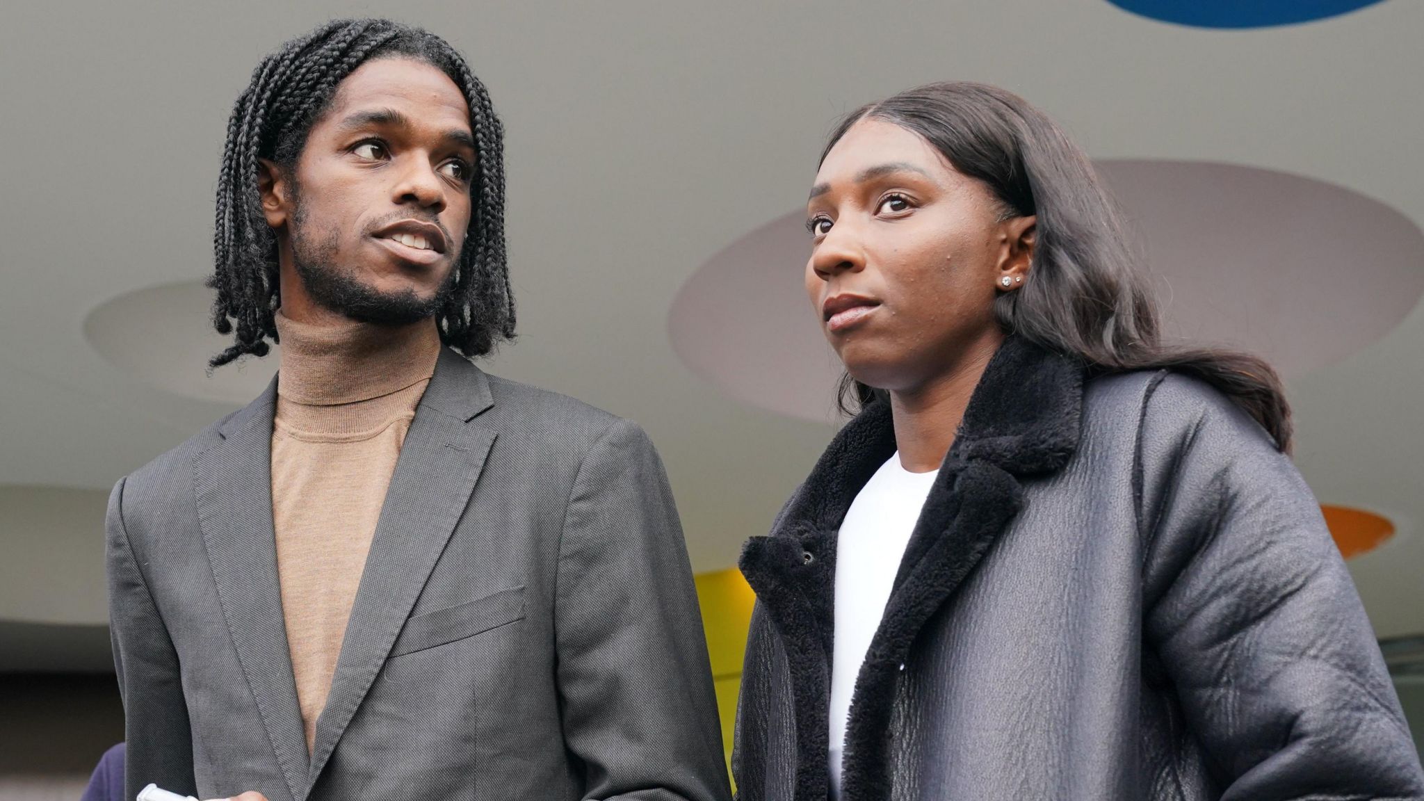 Athletes Bianca Williams and Ricardo Dos Santos outside Palestra House, central London, after the judgement was given in October