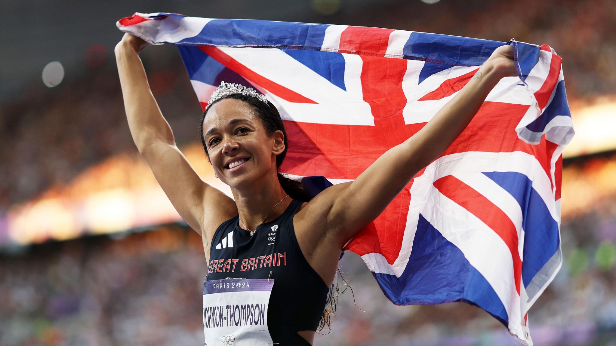 Katarina Johnson-Thompson celebrates Olympic silver