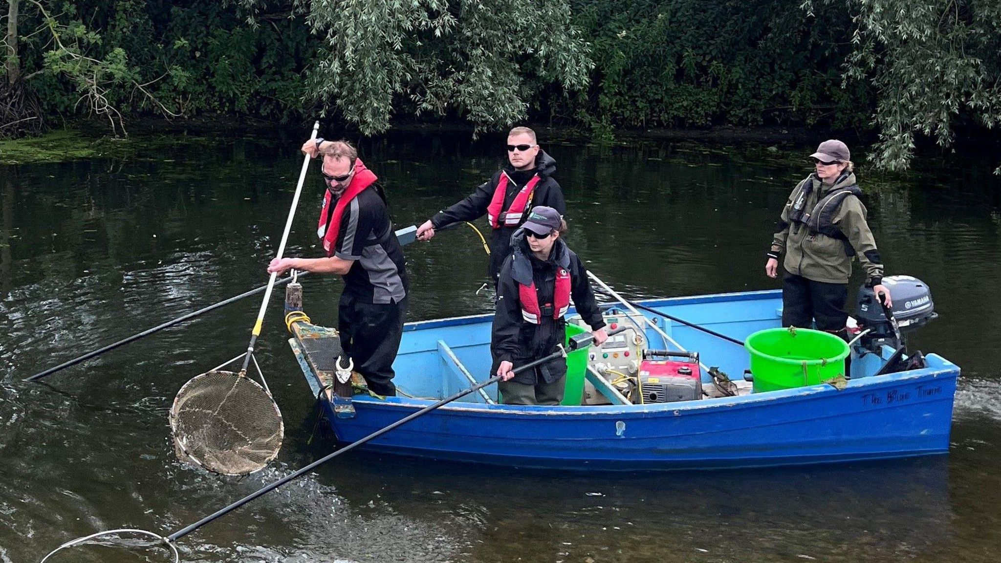 Environment Agency staff during the survey on the River Stour