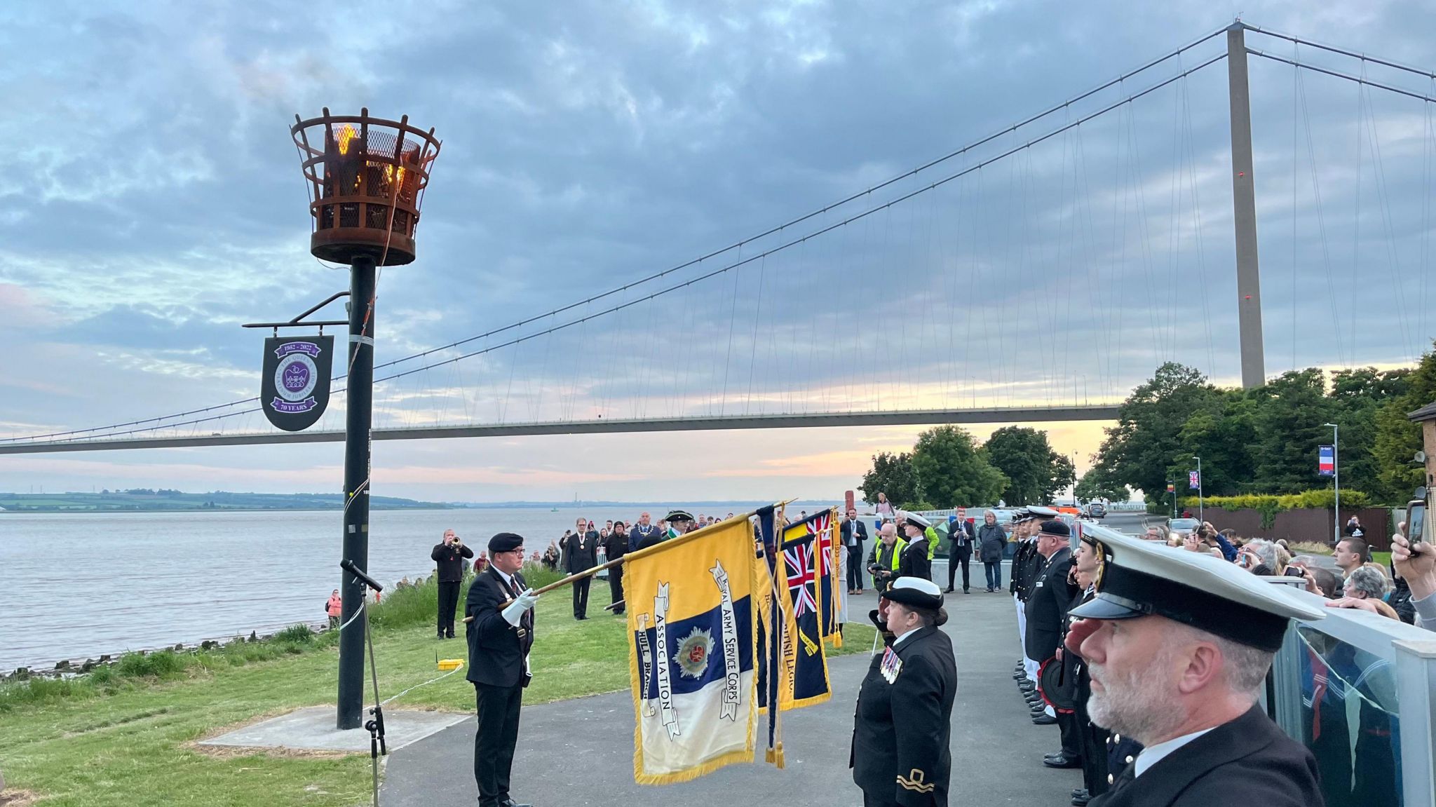Members of the armed forces, sea cadets and local residents gathered at the Hessle Foreshore to watch the beacon being lit to commemorate the D-Day landings