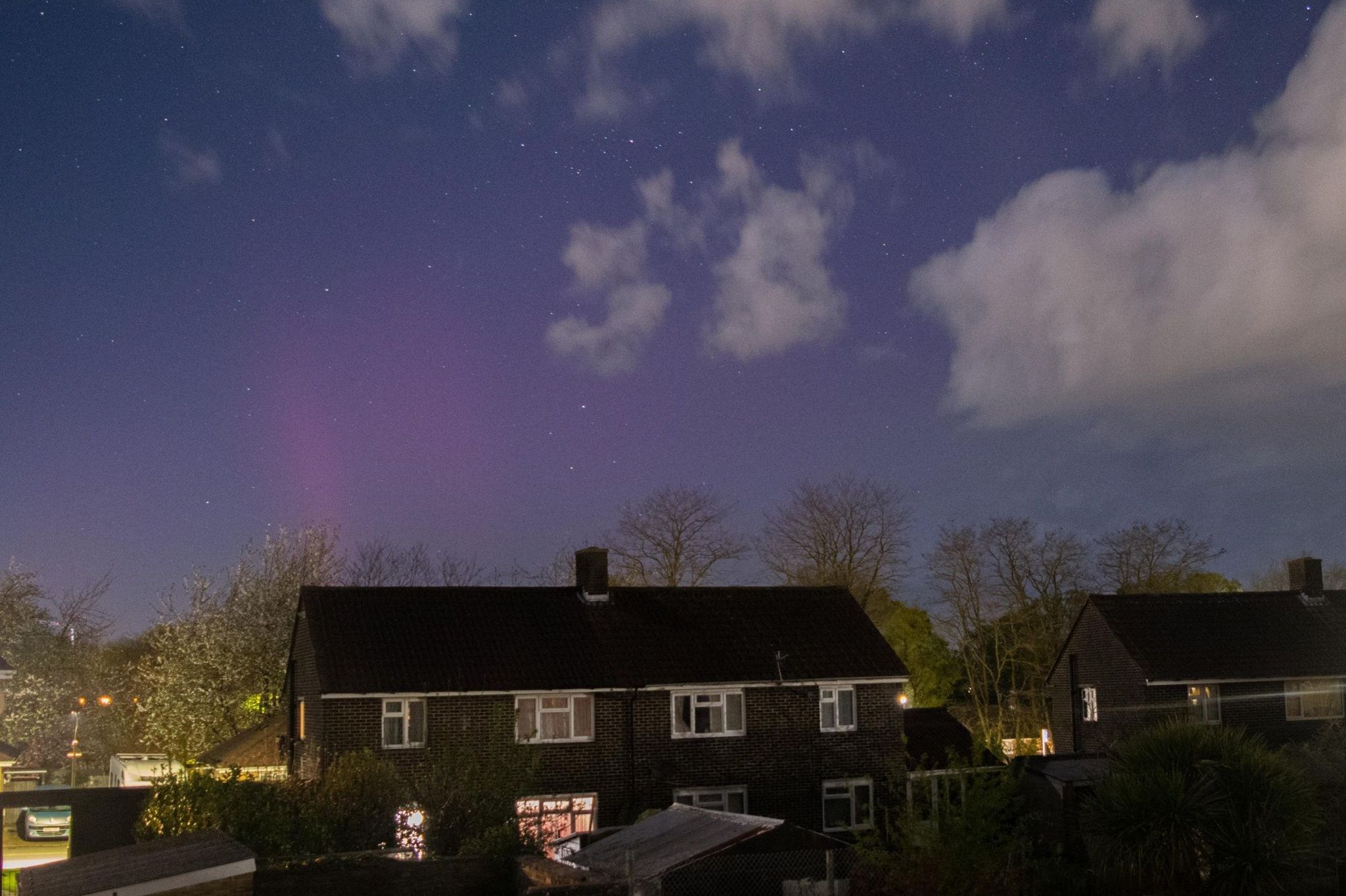 Northern lights over a house in Bournemouth