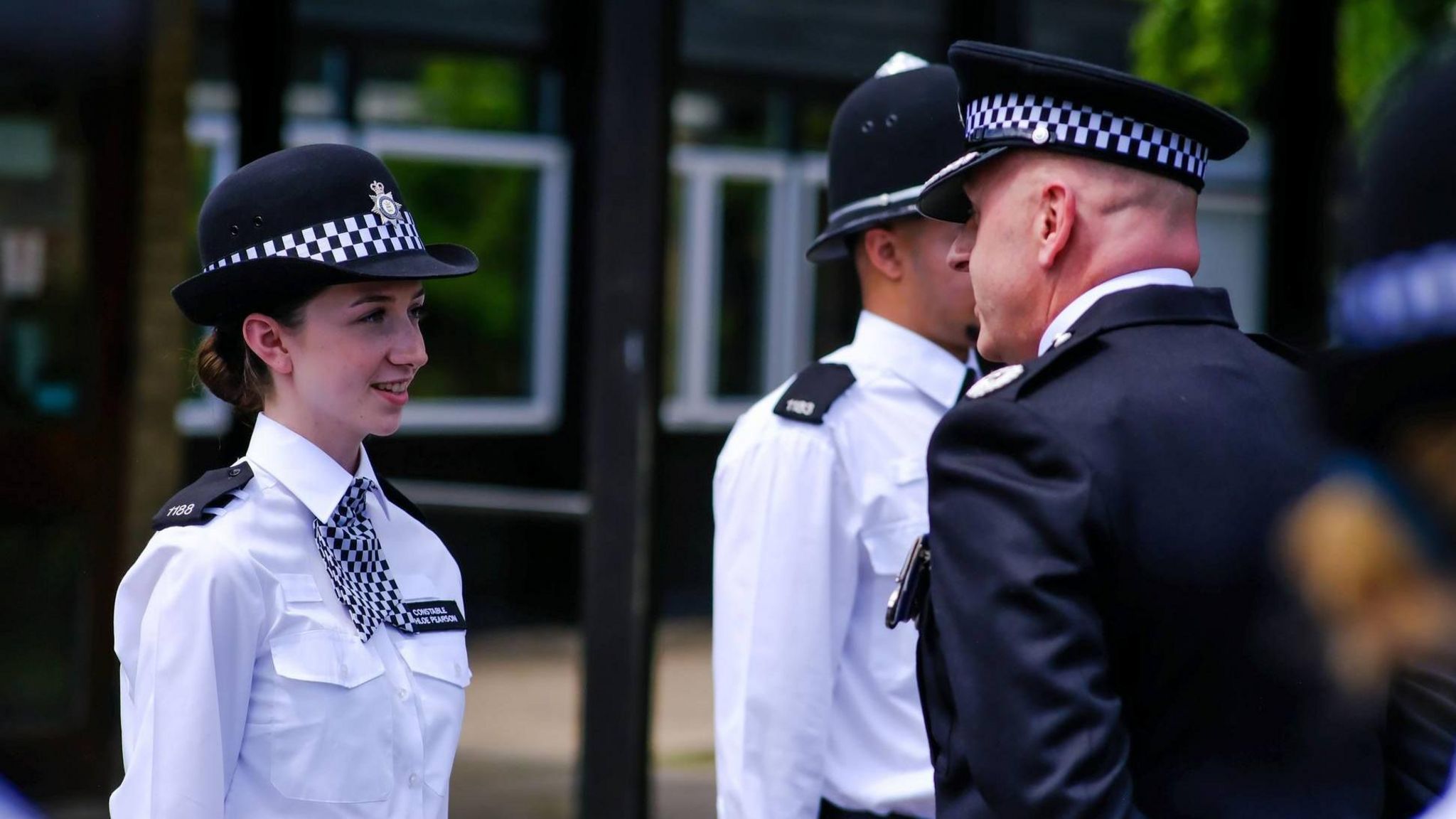A police officer with police recruits 
