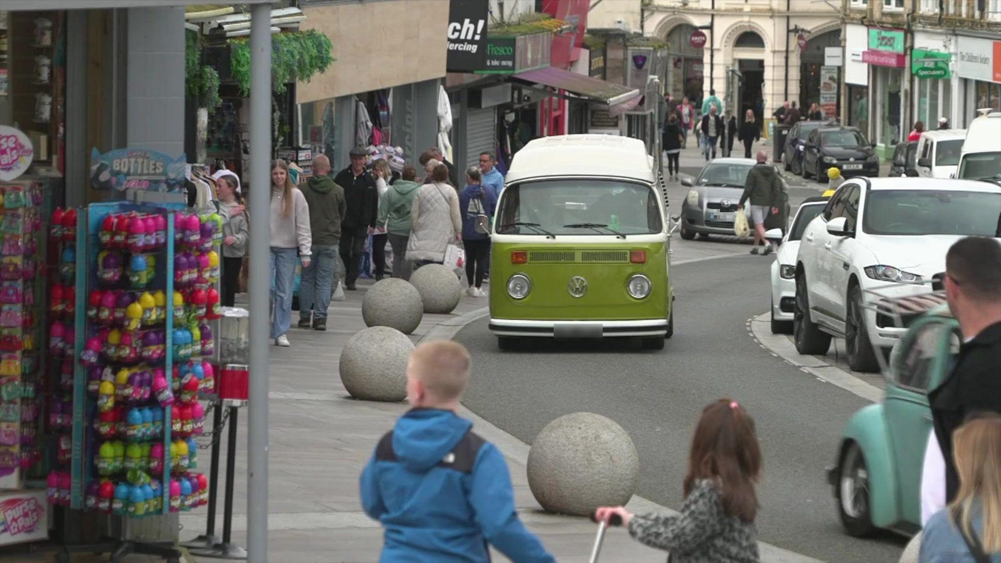 Shoppers on a street in Newquay