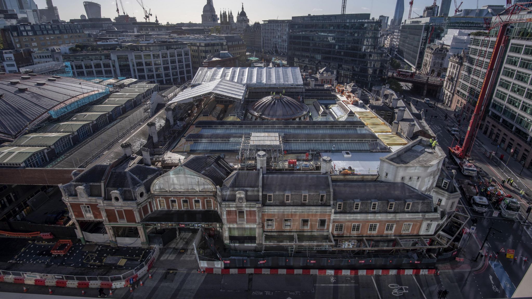 An aerial view of the Smithfield site