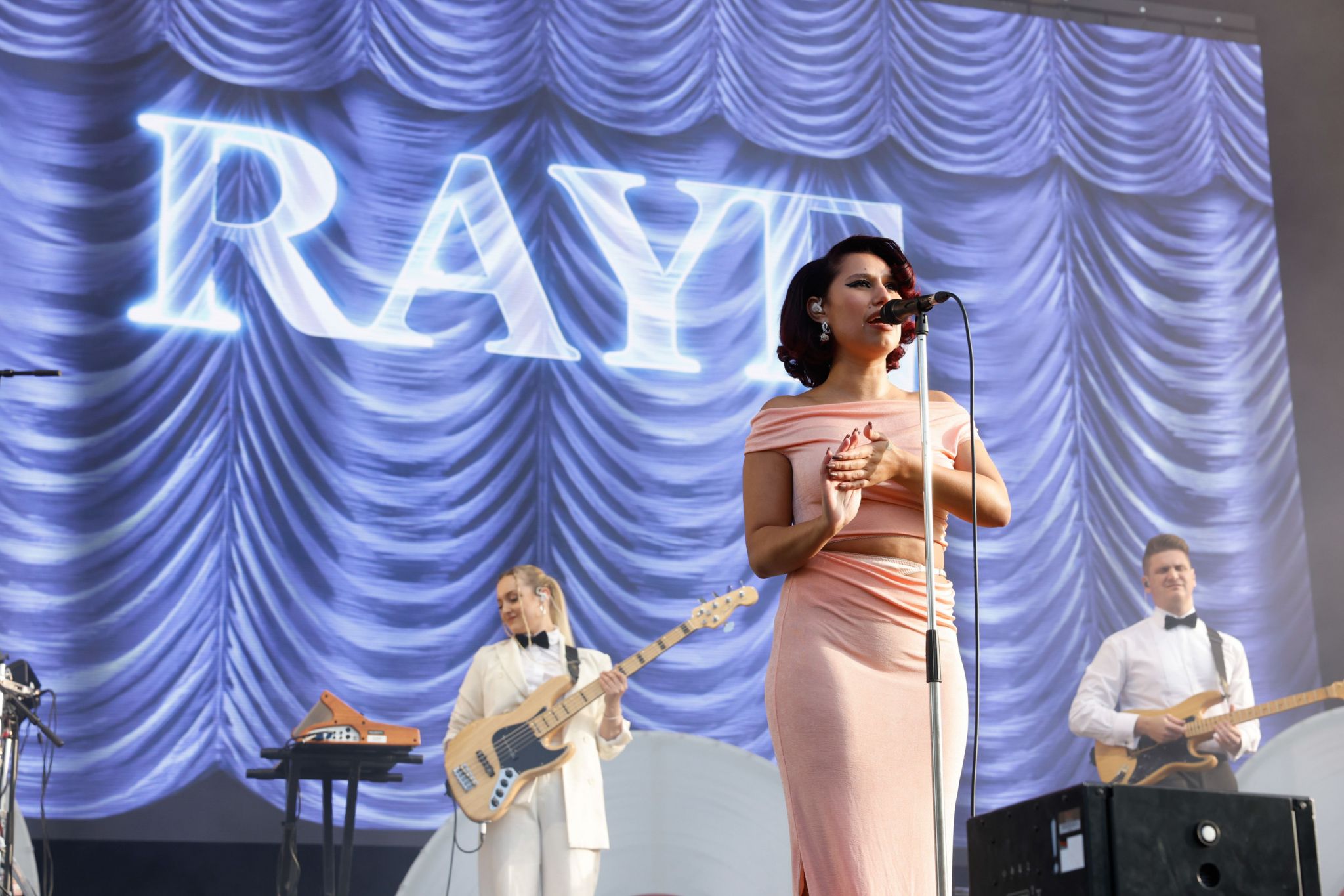 Raye performing at the BBC Radio 1 Big Weekend in May 2023