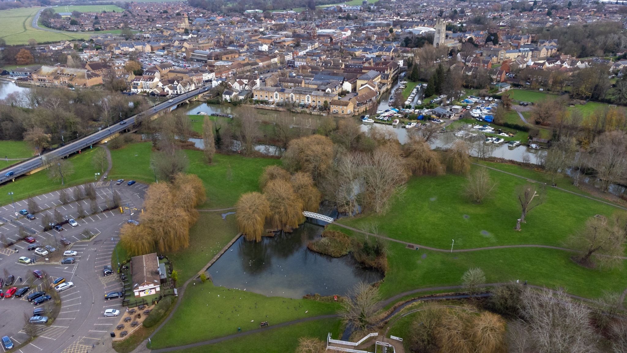 Ariel view of St Neots Riverside Park