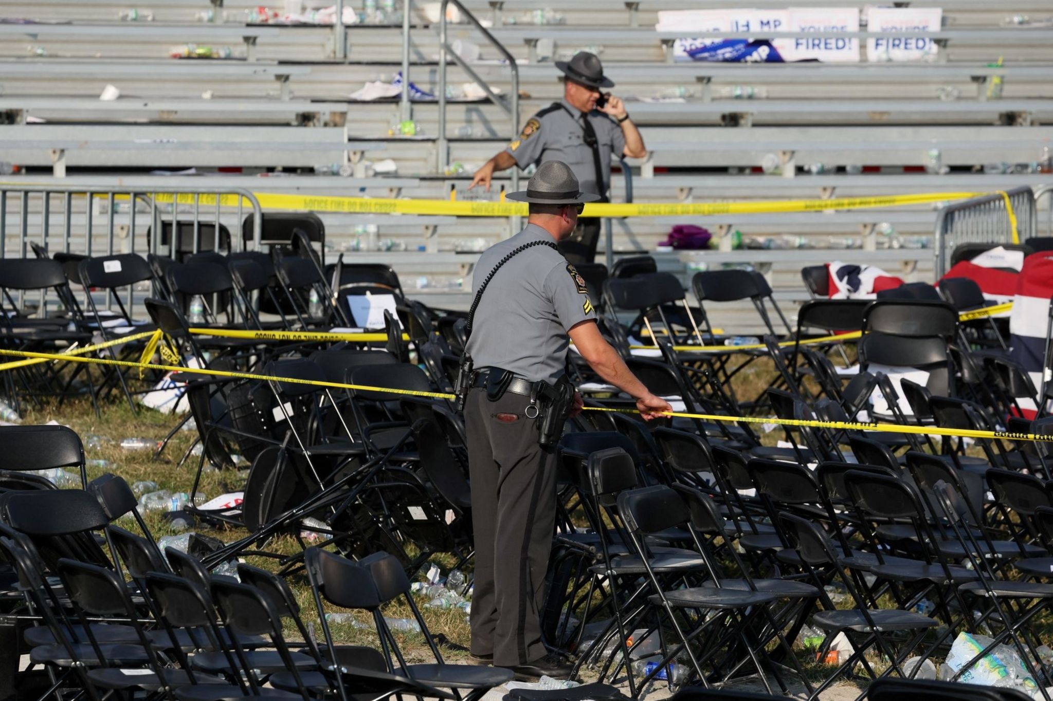 Local deputies examine the crime scene