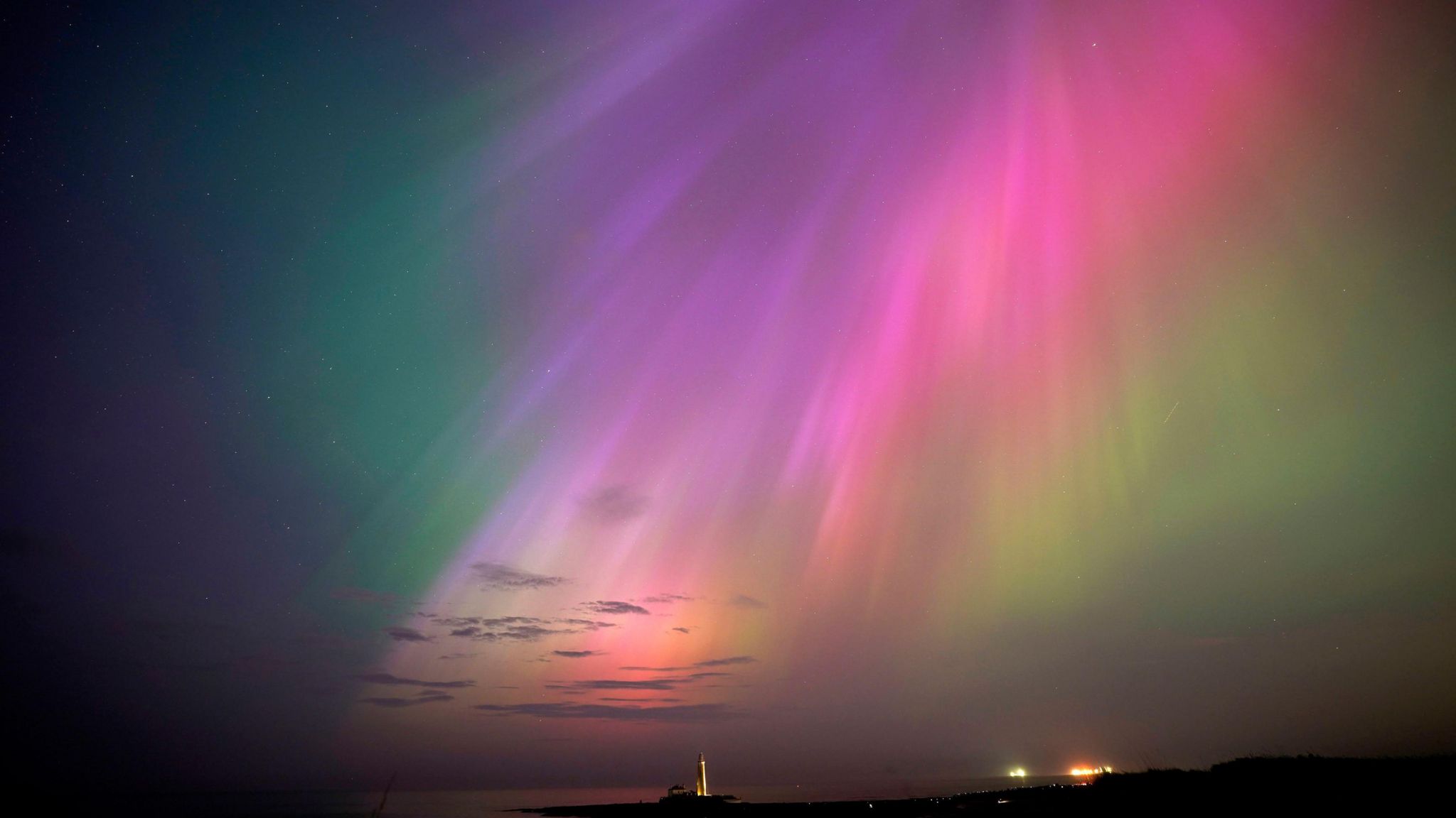 Northern Lights at St Mary's Lighthouse, Whitley Bay 