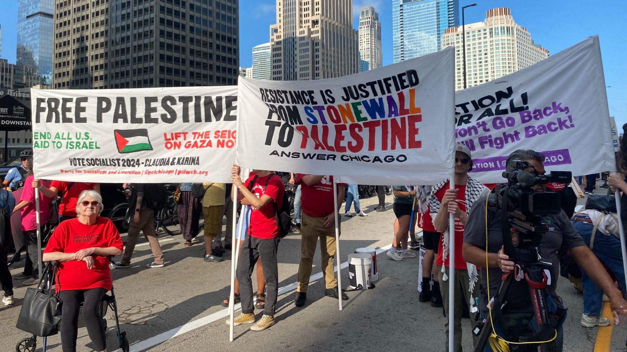 A pro-Palestinian protest in Chicago on Sunday before the DNC. 