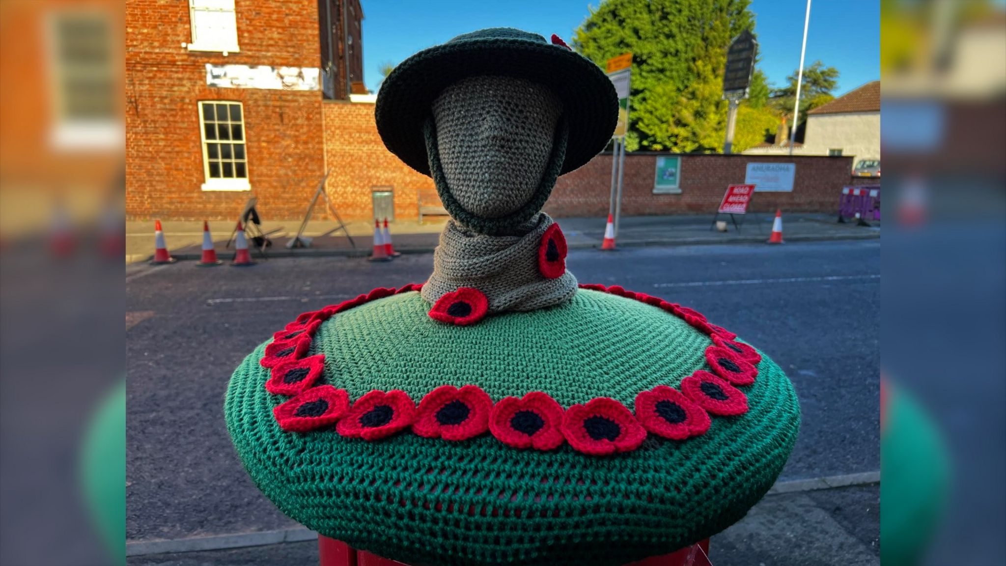 A World War One 'Tommy' is depicted in this postbox topper in Wragby, Lincolnshire.