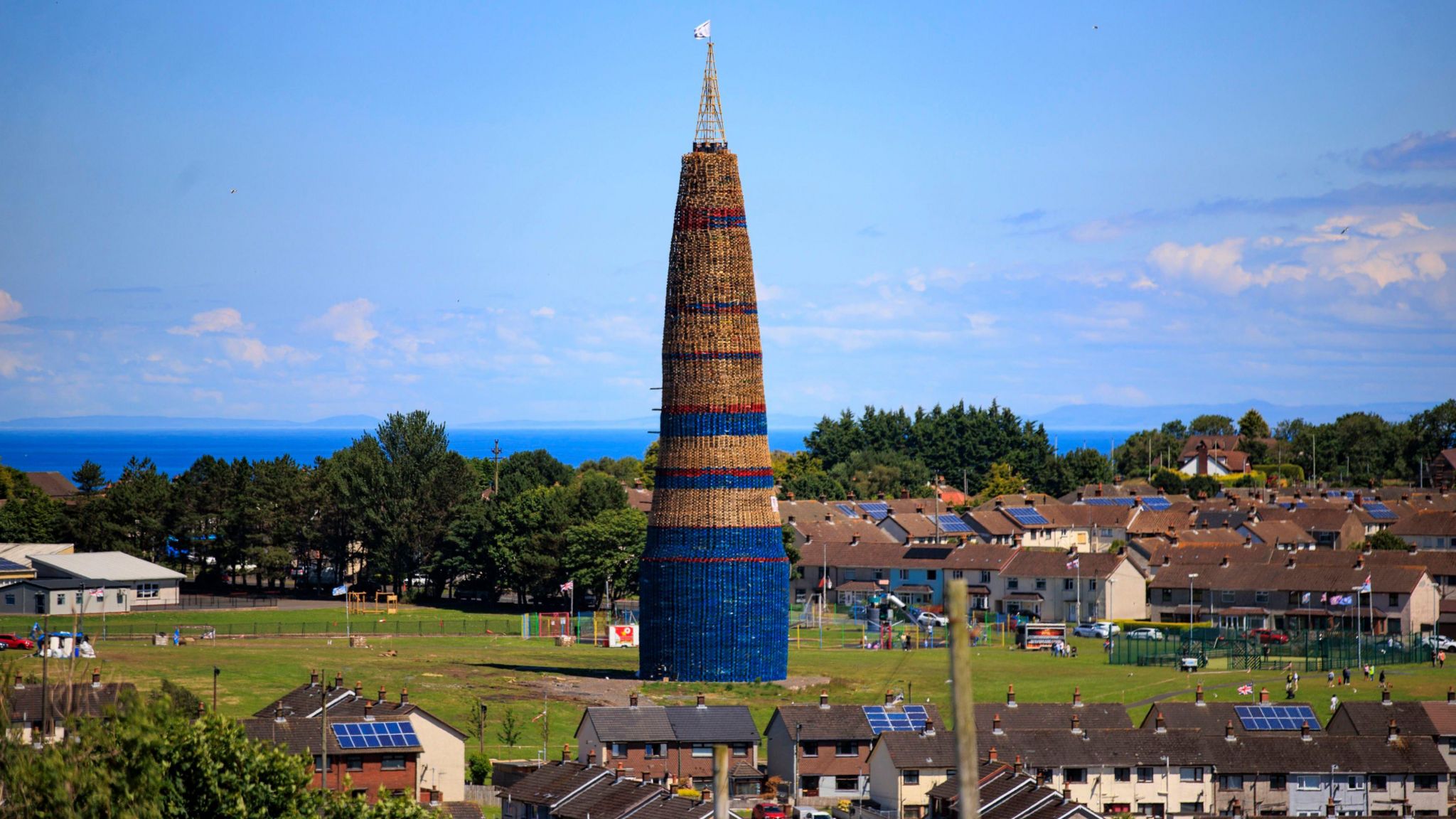 Craigyhill bonfire seen above houses