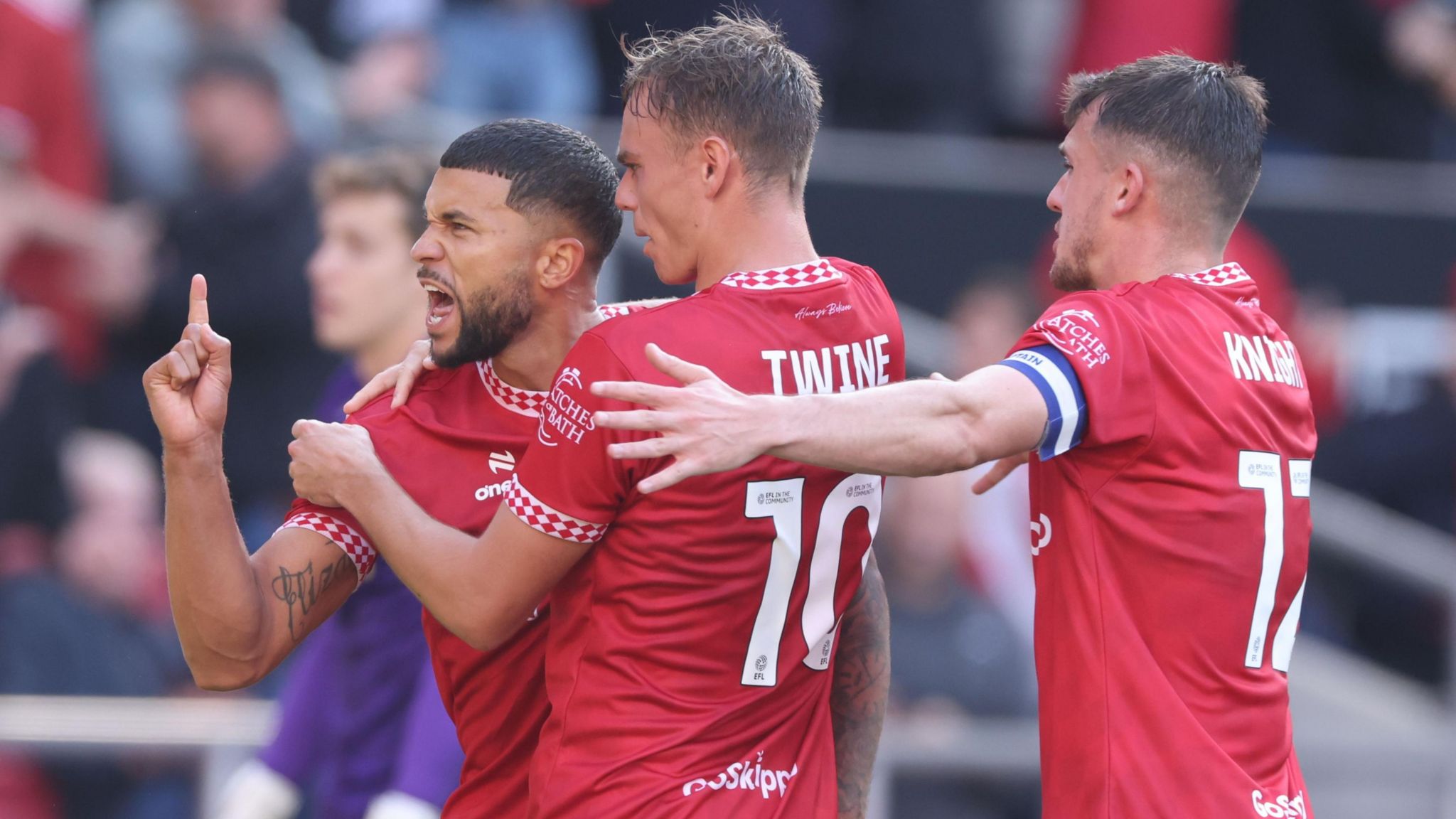 Nahki Wells of Bristol City celebrates scoring for Bristol City