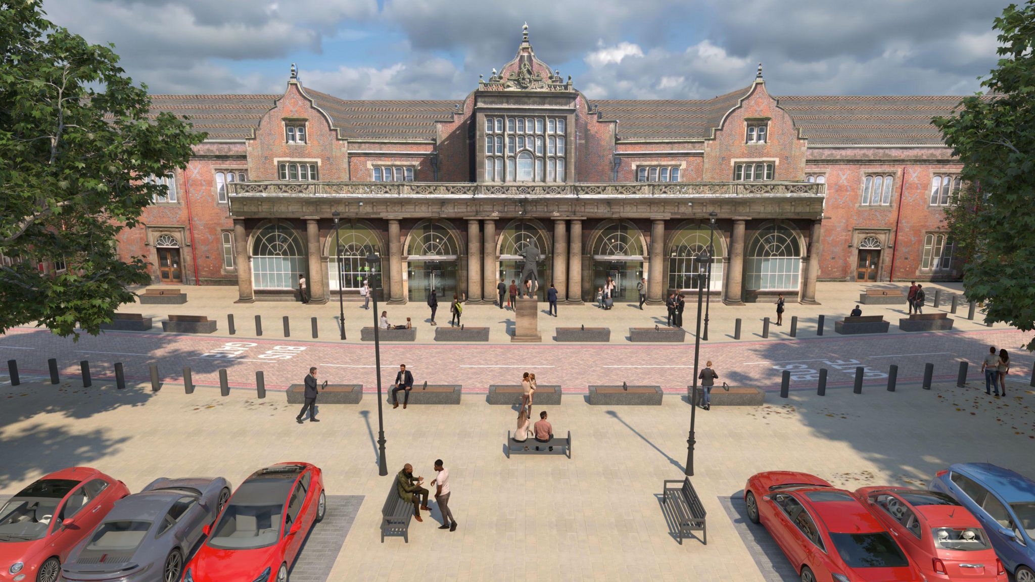 An artist's impression of how the new station approach will look
